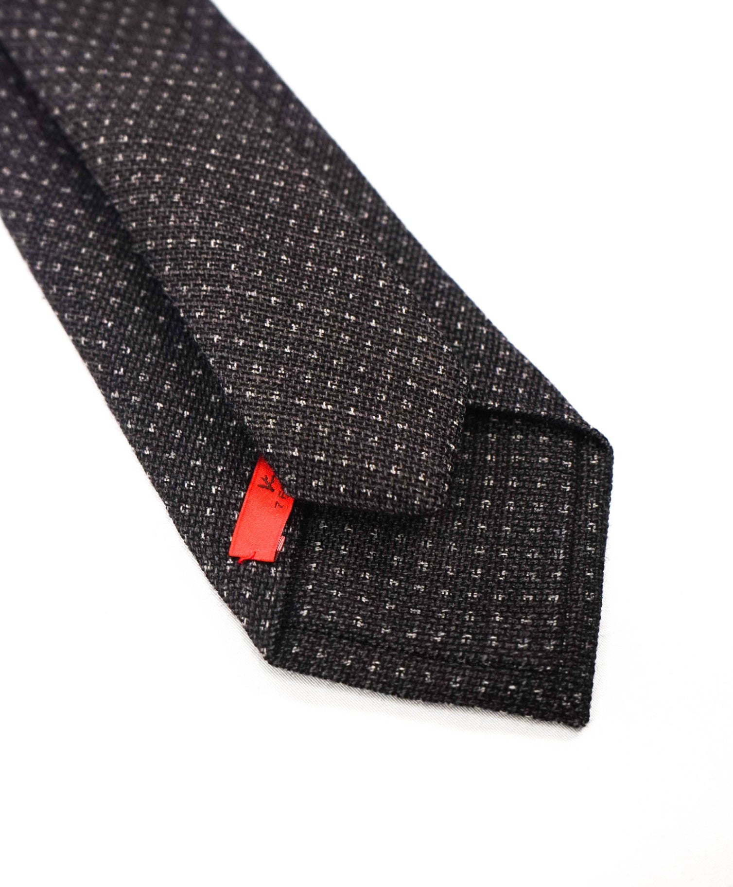 $295 ISAIA - "7 FOLD" Gray Polka-Dot Wool/Silk 3.25" Tie