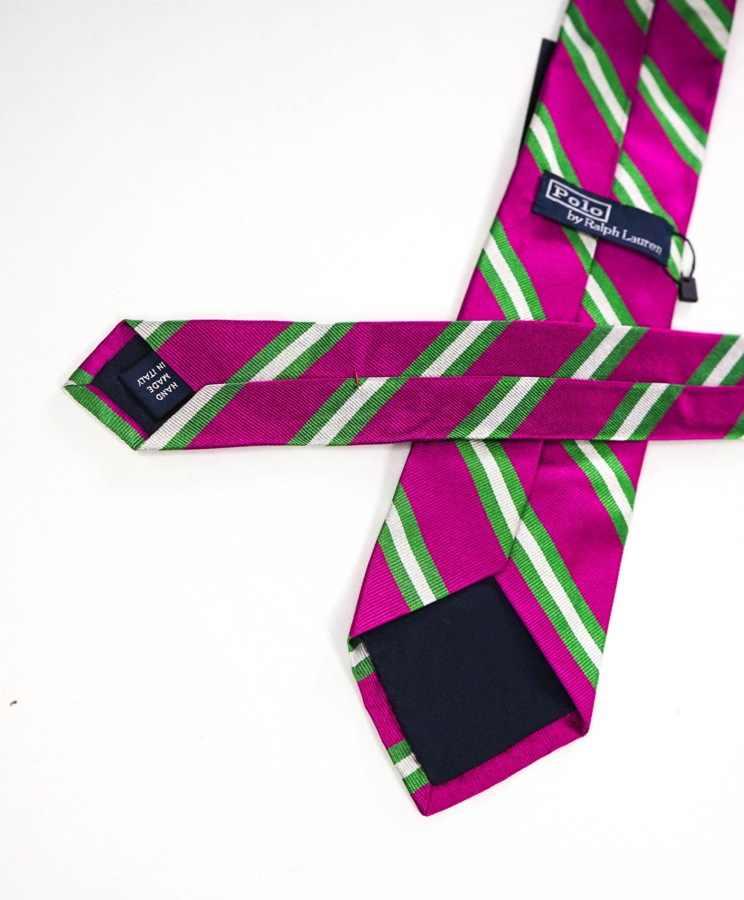 $125 POLO RALPH LAUREN - Purple/Green Stripe Silk Preppy - 3.5" Tie