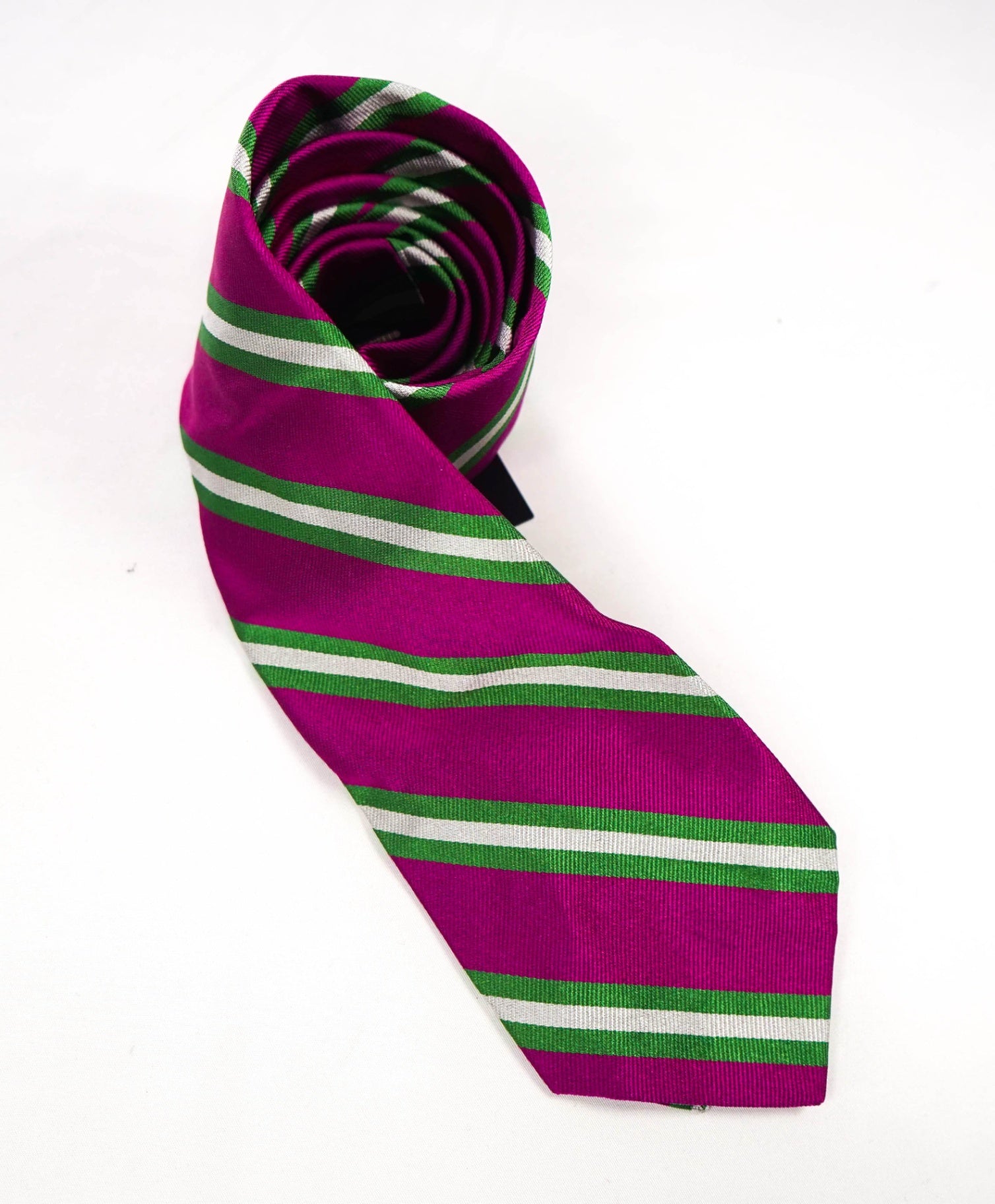 $125 POLO RALPH LAUREN - Purple/Green Stripe Silk Preppy - 3.5" Tie