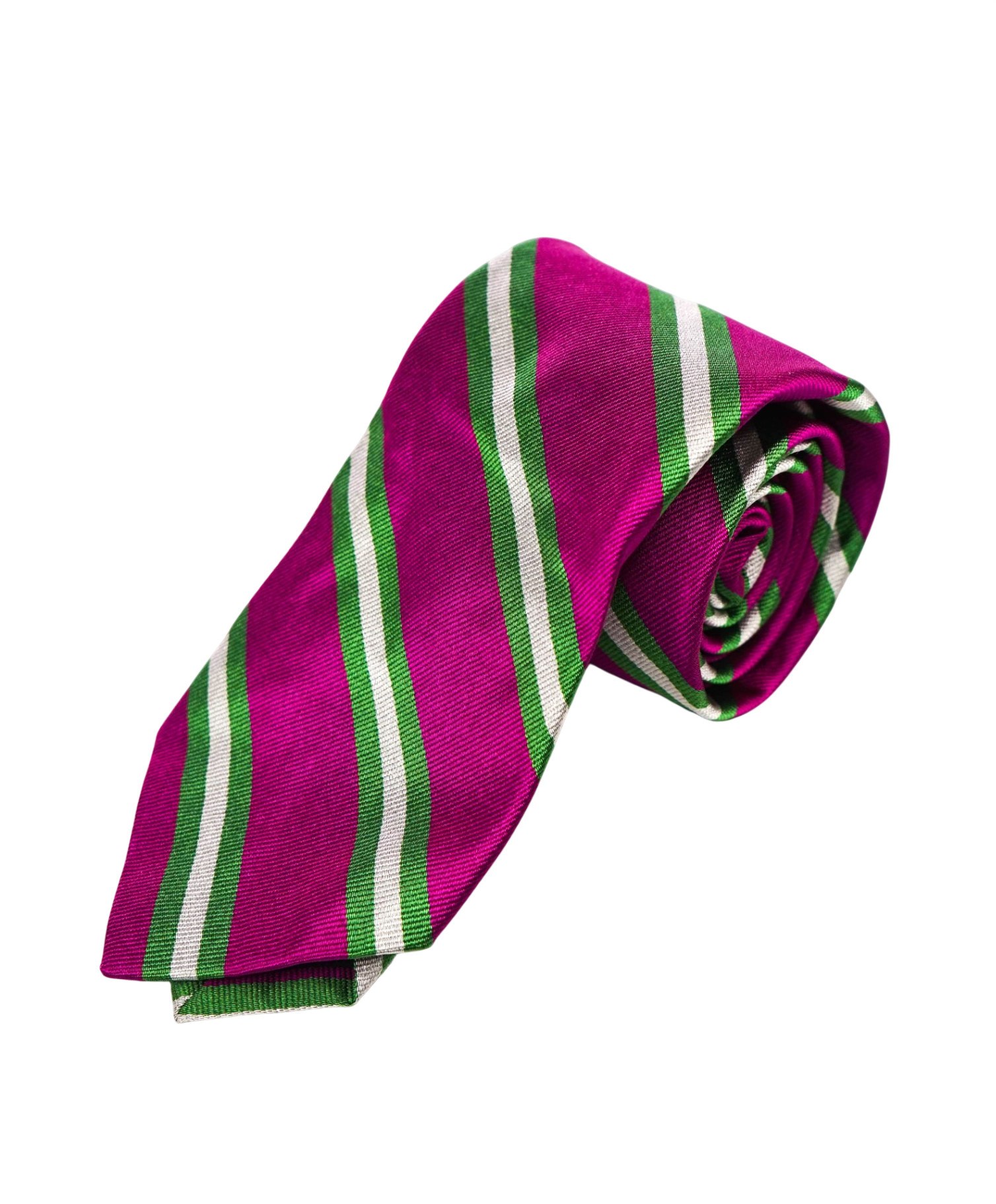 $125 POLO RALPH LAUREN - Purple/Green Stripe Silk Preppy - 3.5" Tie