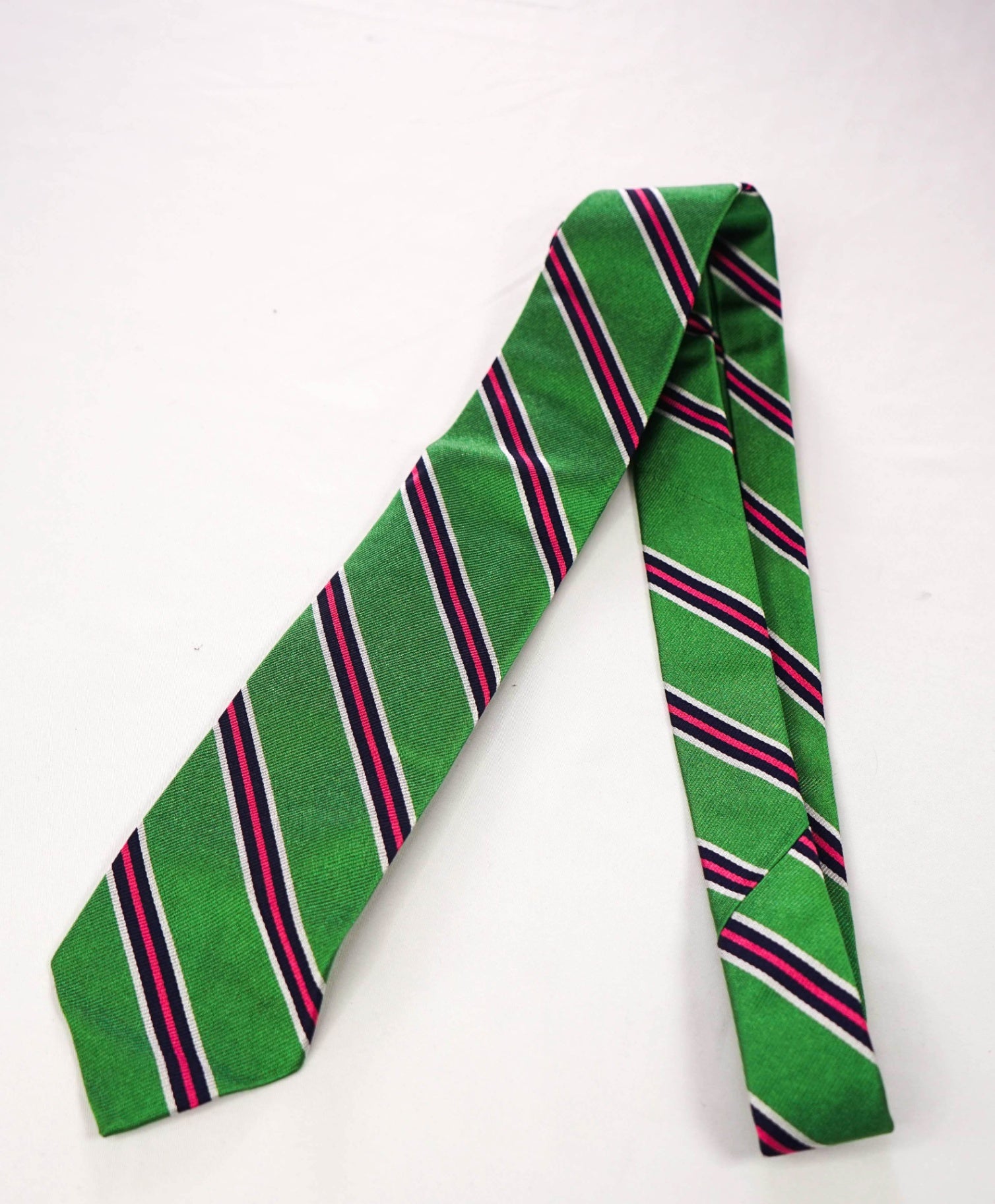 $125 POLO RALPH LAUREN - Green Multi Striped Silk Preppy - 3" Tie
