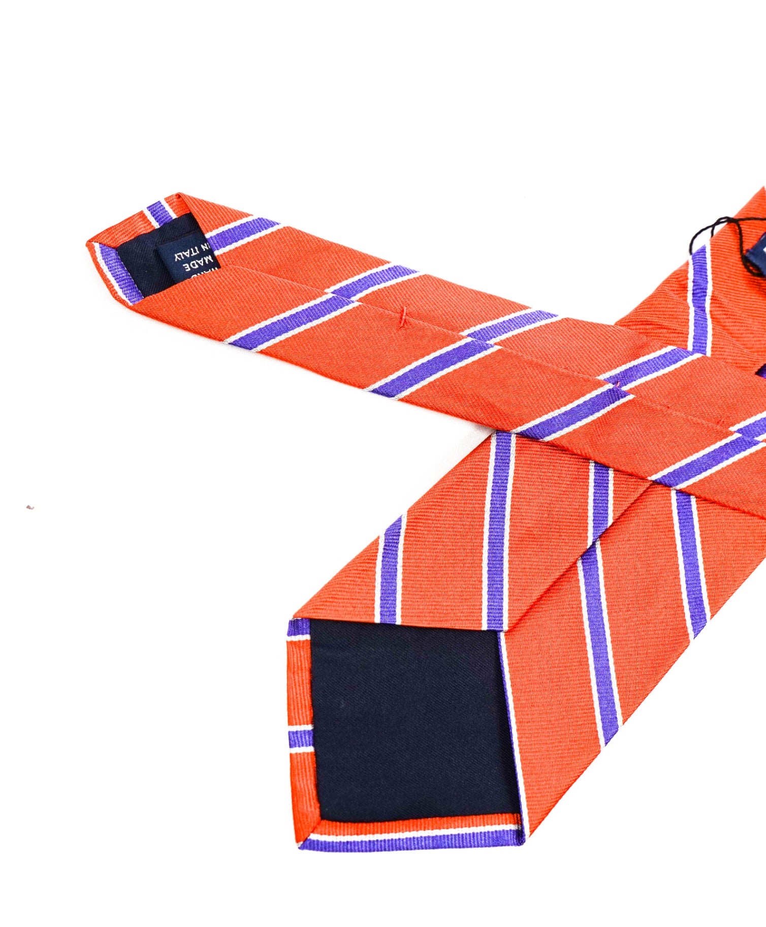 $125 POLO RALPH LAUREN - Orange/Blue Striped Silk Preppy - 3.5" Tie