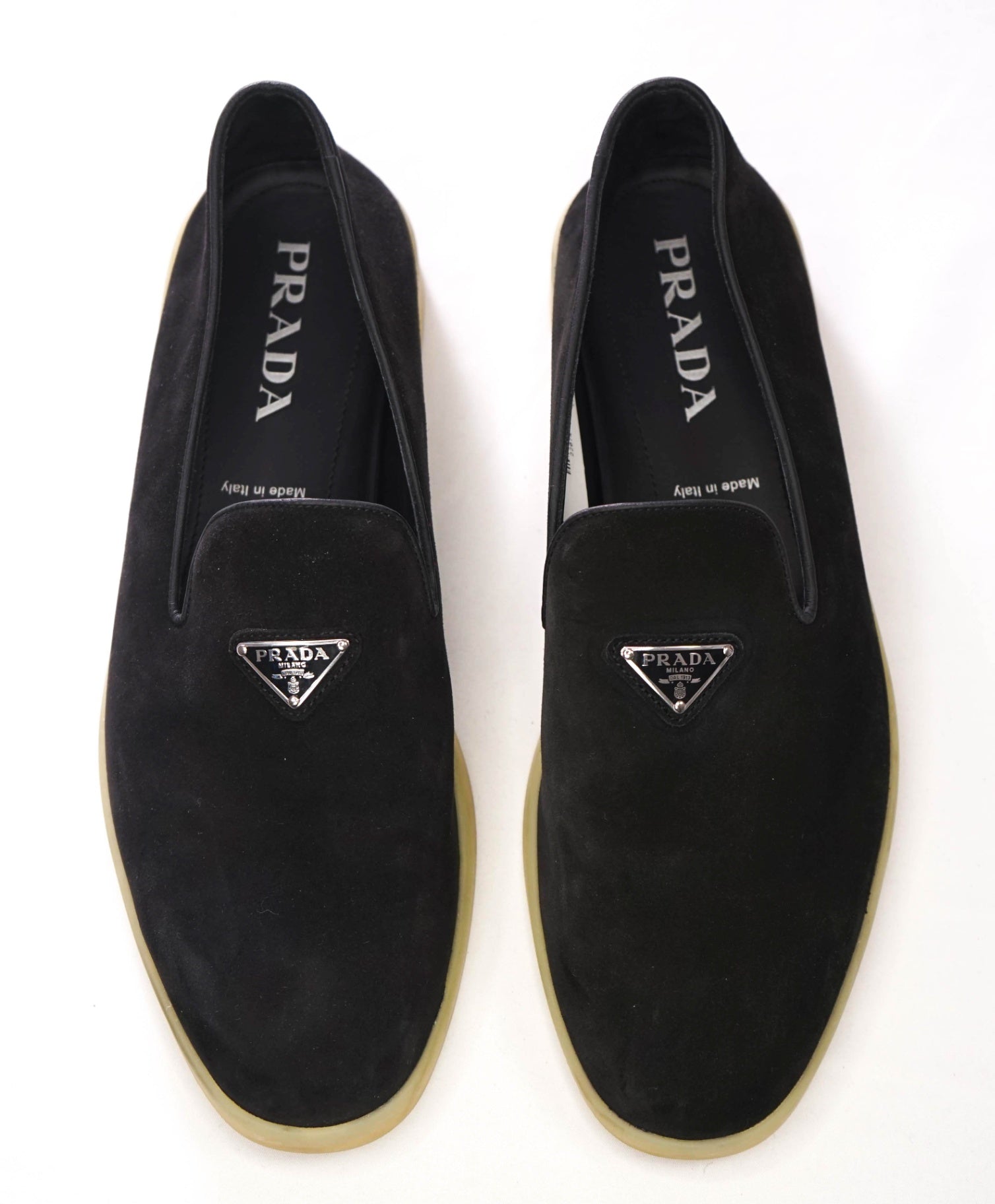 $1,150 PRADA - Black Suede Espadrille LOGO Loafers - US 9 (8UK)