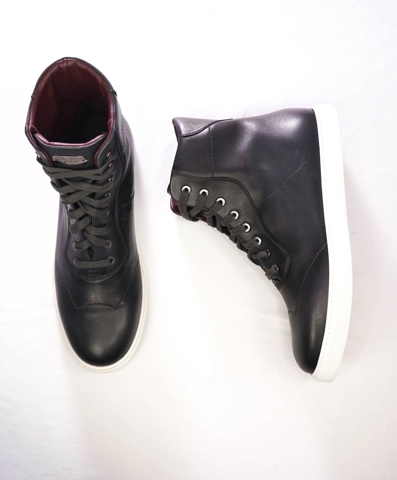 $1,200 BRIONI - Gray Leather Lace up Sneakers - US 12.5 (11.5UK)