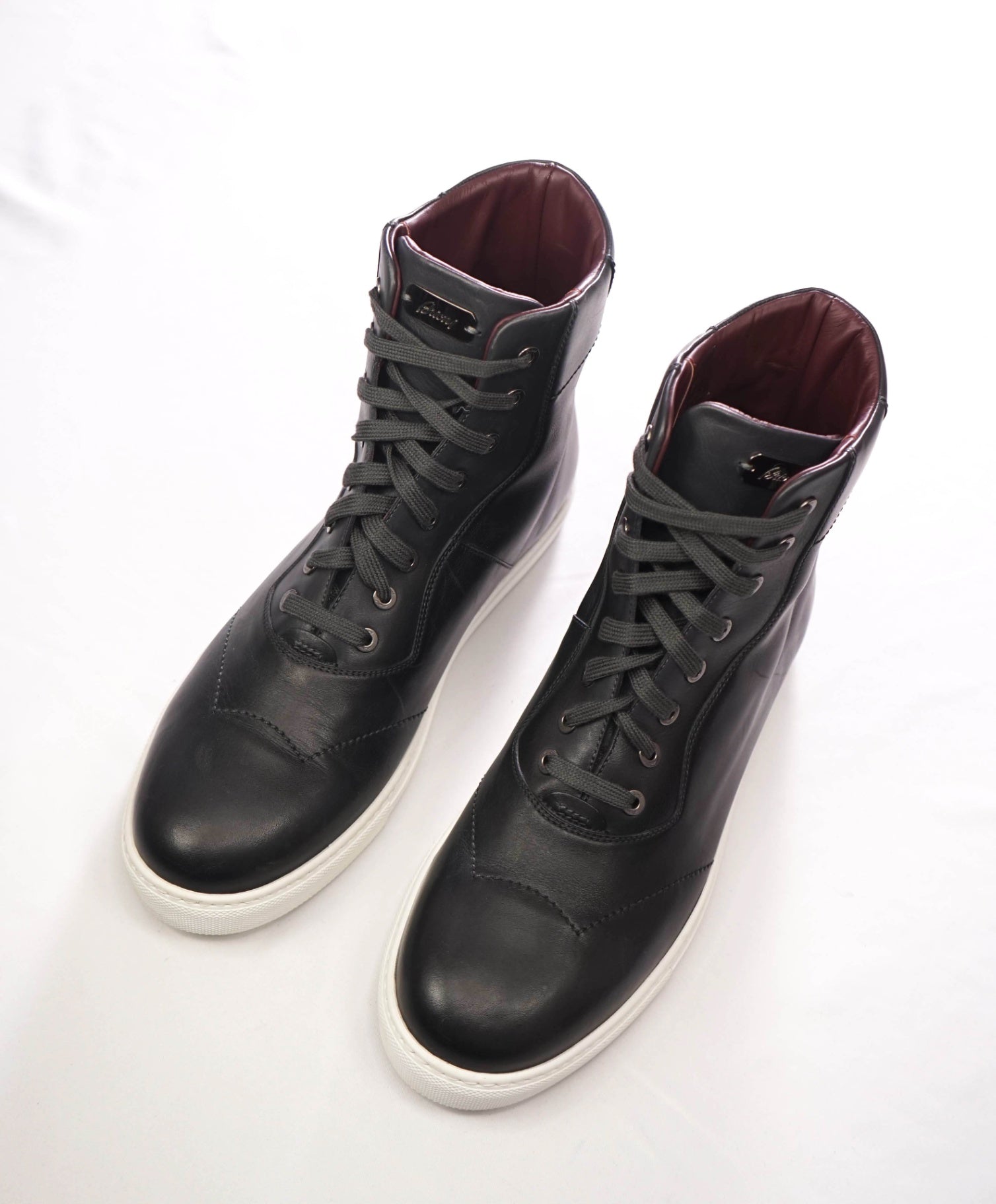 $1,200 BRIONI - Gray Leather Lace up Sneakers - US 12.5 (11.5UK)