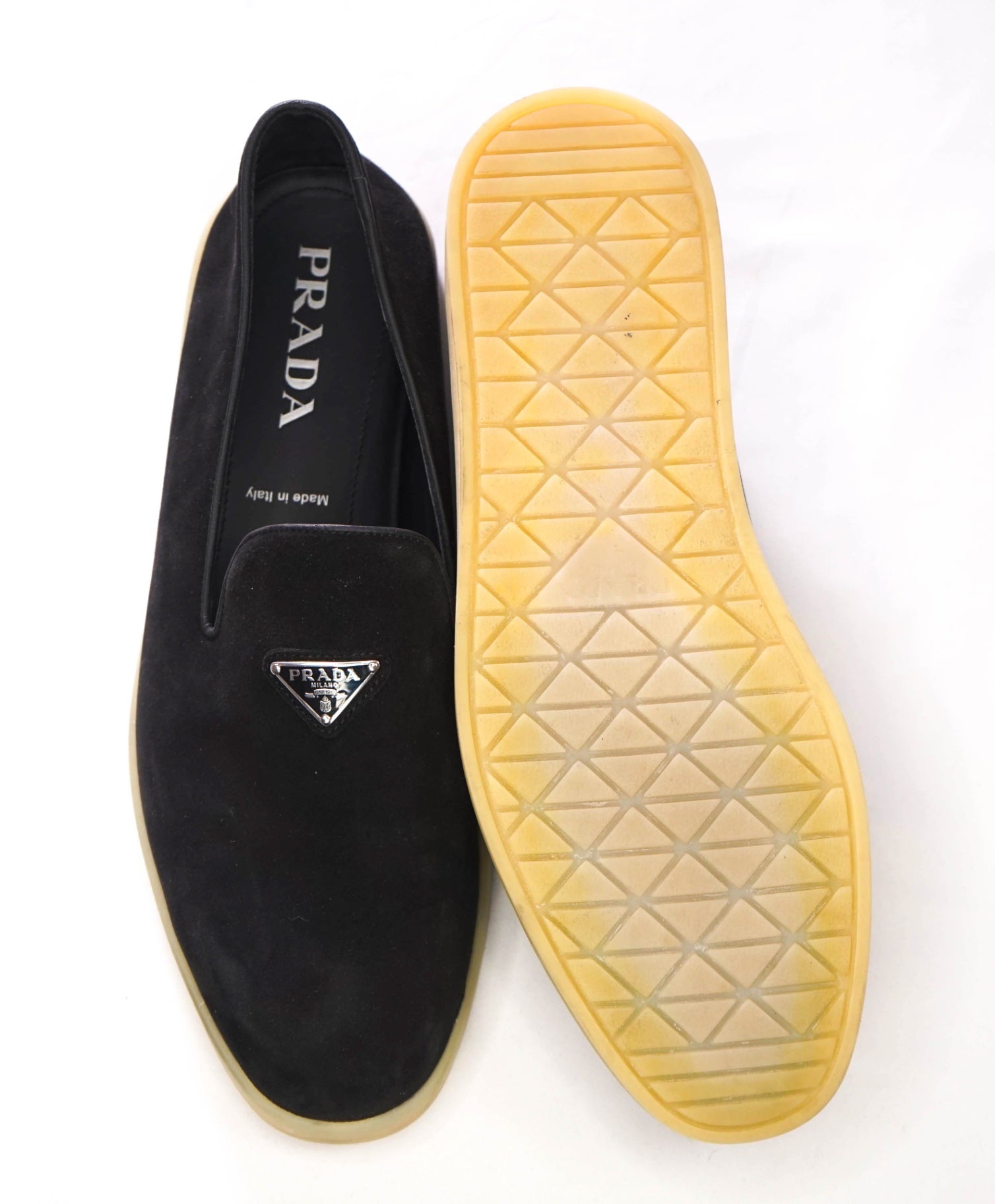 $1,150 PRADA - Black Suede Espadrille LOGO Loafers - US 9 (8UK)