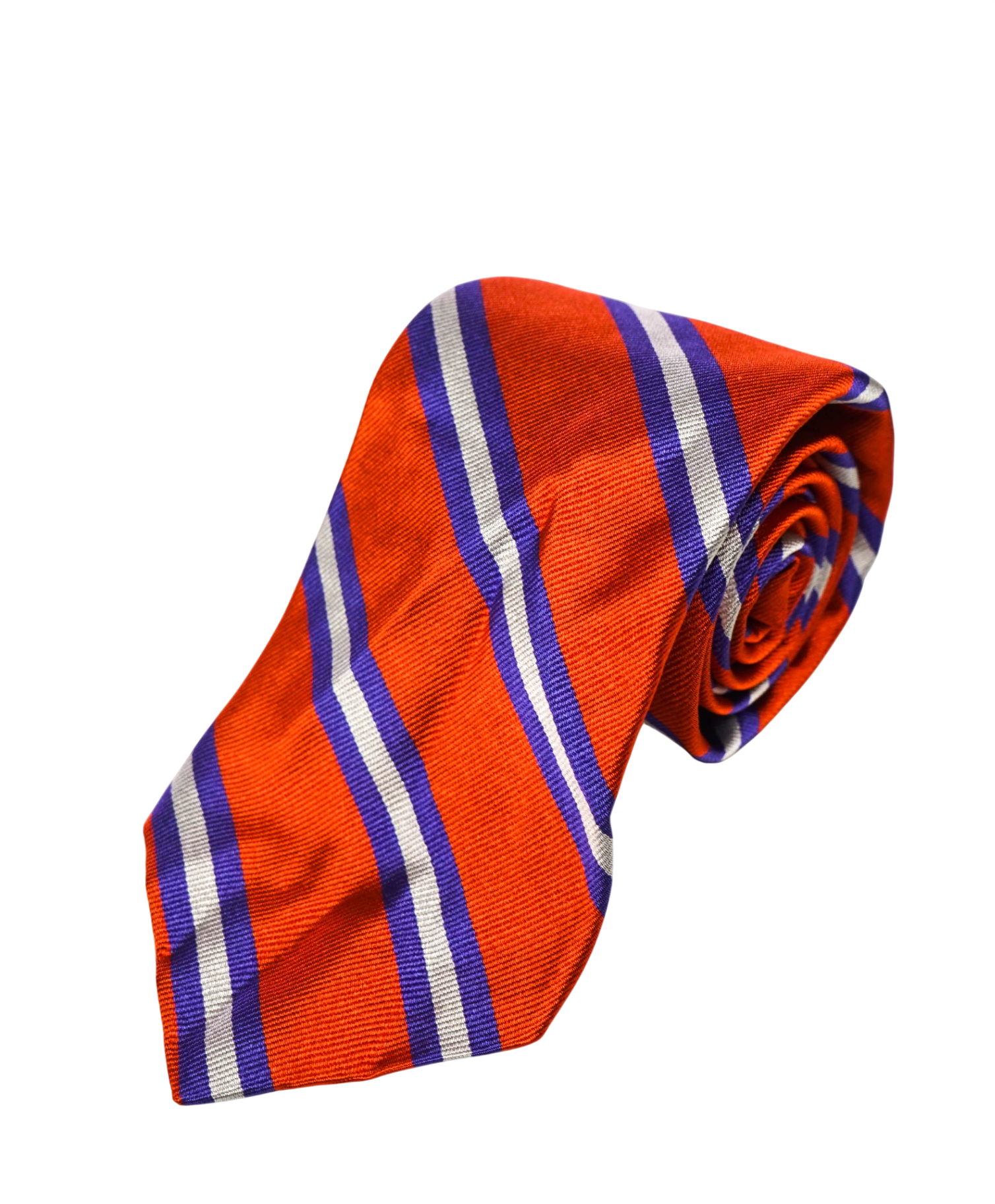 $125 POLO RALPH LAUREN - Orange/Blue Striped Silk Preppy - 3.5" Tie