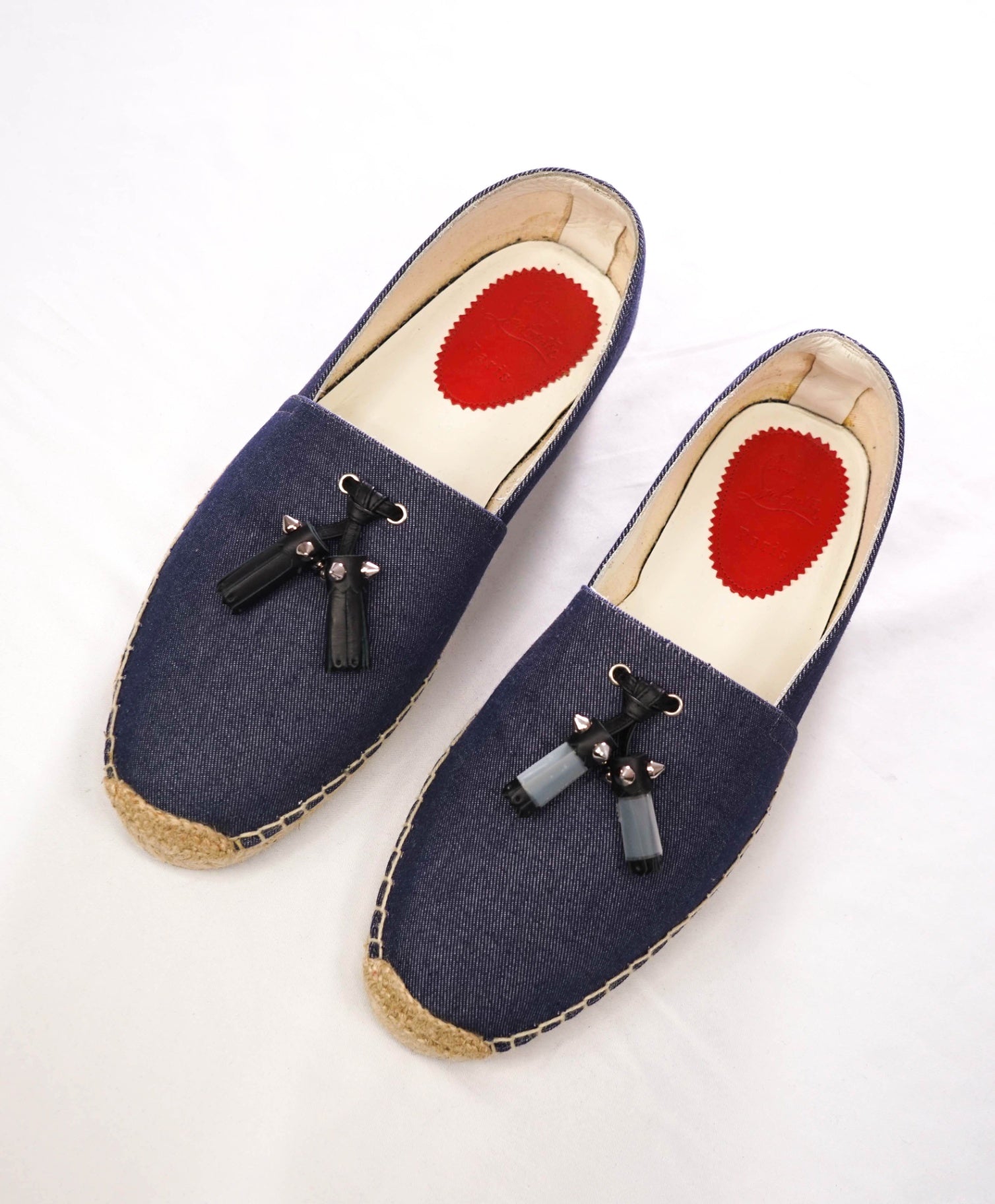 $1,140 CHRISTIAN LOUBOUTIN - Blue Denim Tassel Espadrille Shoes - US 10 (EU43)