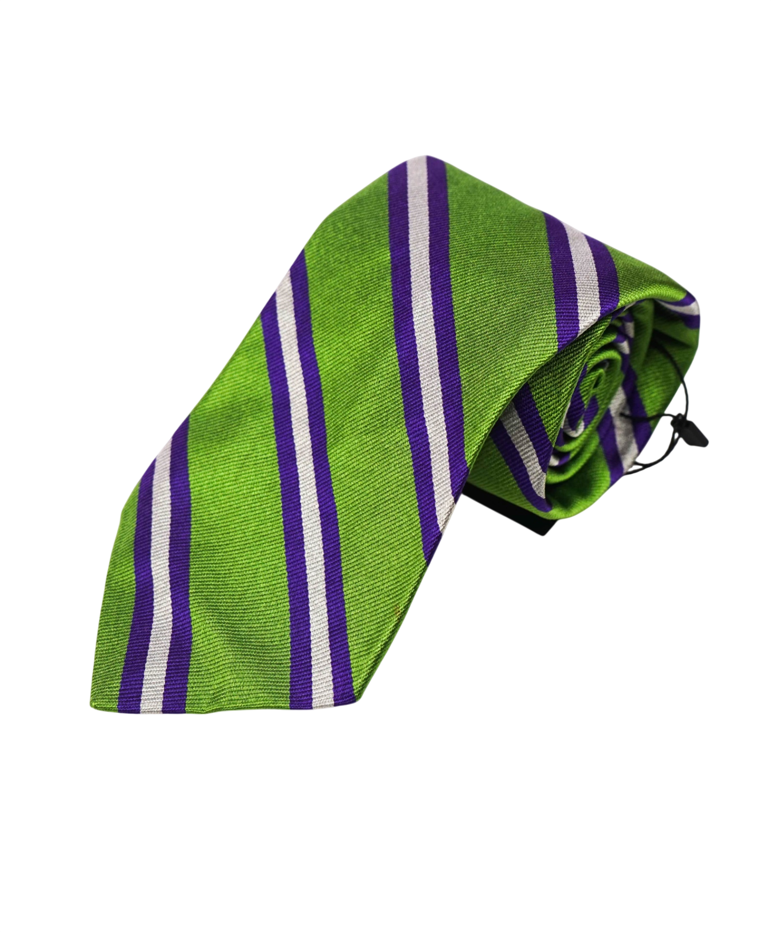 $125 POLO RALPH LAUREN - Green/Purple Striped Silk Preppy - 3.5" Tie