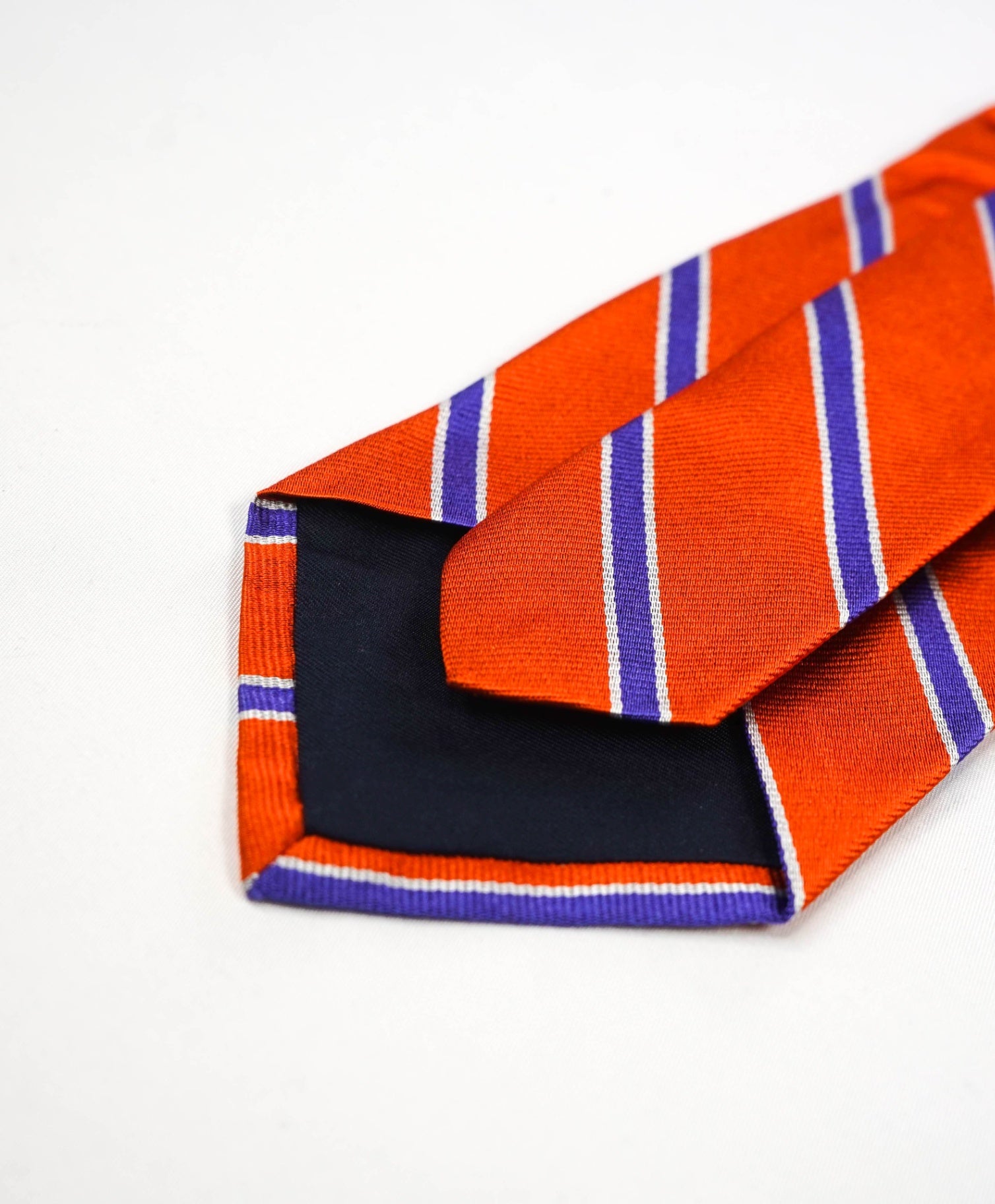 $125 POLO RALPH LAUREN - Orange/Blue Striped Silk Preppy - 3.5" Tie