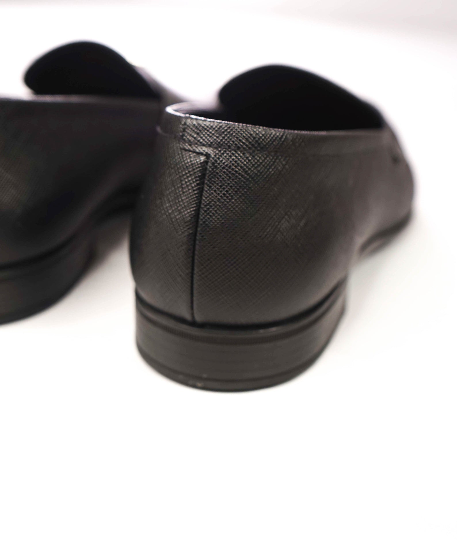 $950 PRADA - Black Textured Leather Loafers - US 10 (9UK)