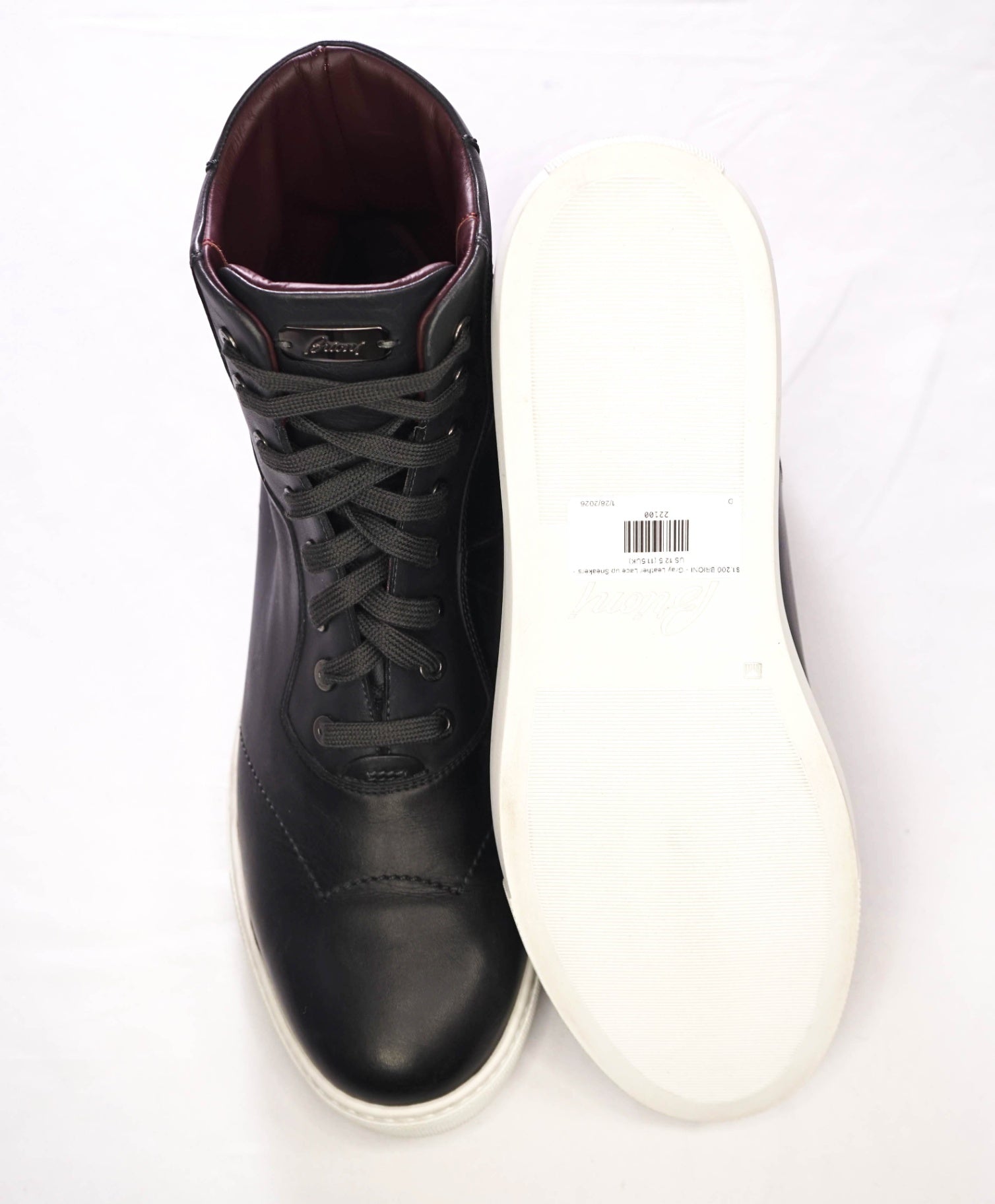 $1,200 BRIONI - Gray Leather Lace up Sneakers - US 12.5 (11.5UK)