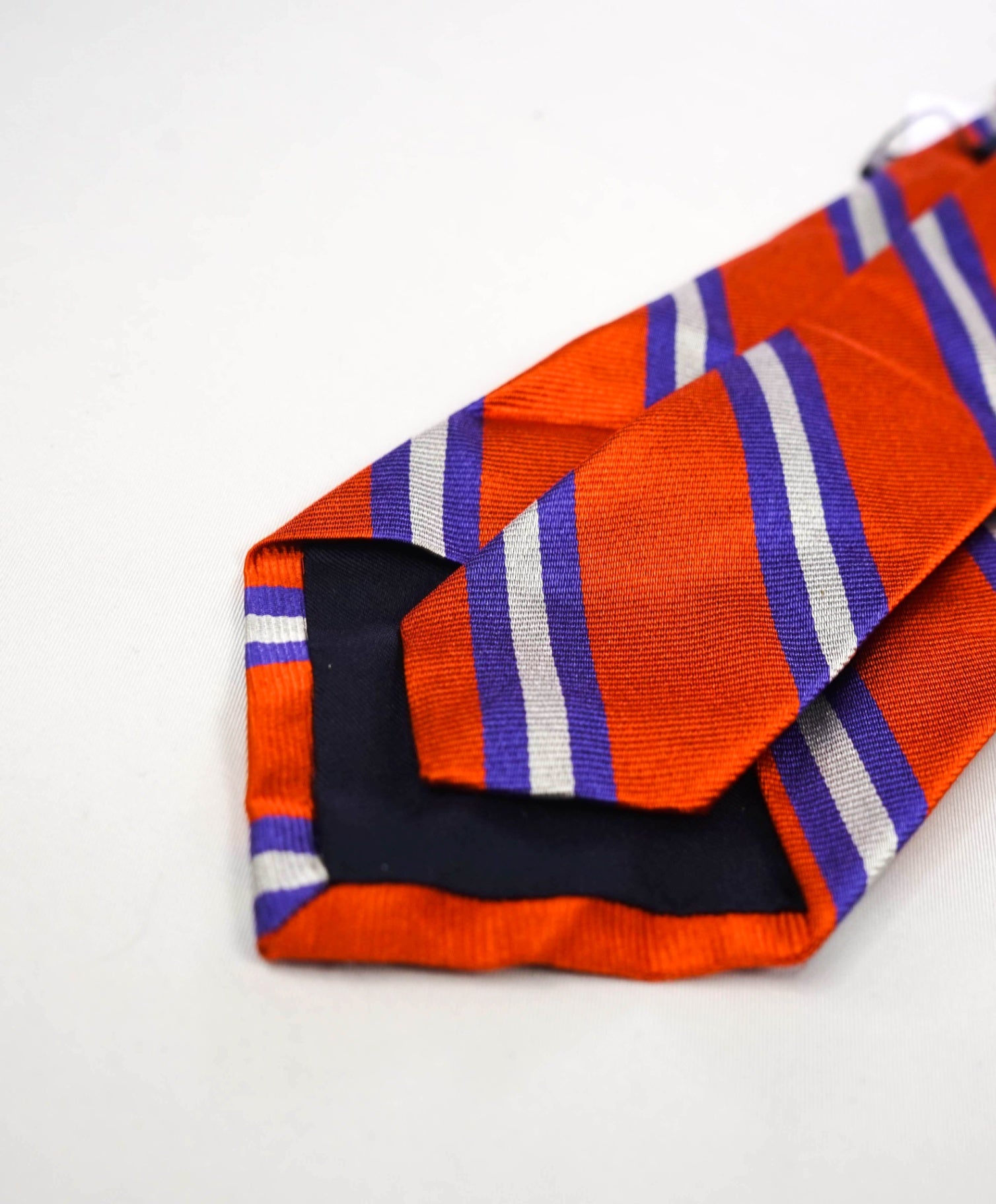 $125 POLO RALPH LAUREN - Orange/Blue Striped Silk Preppy - 3.5" Tie