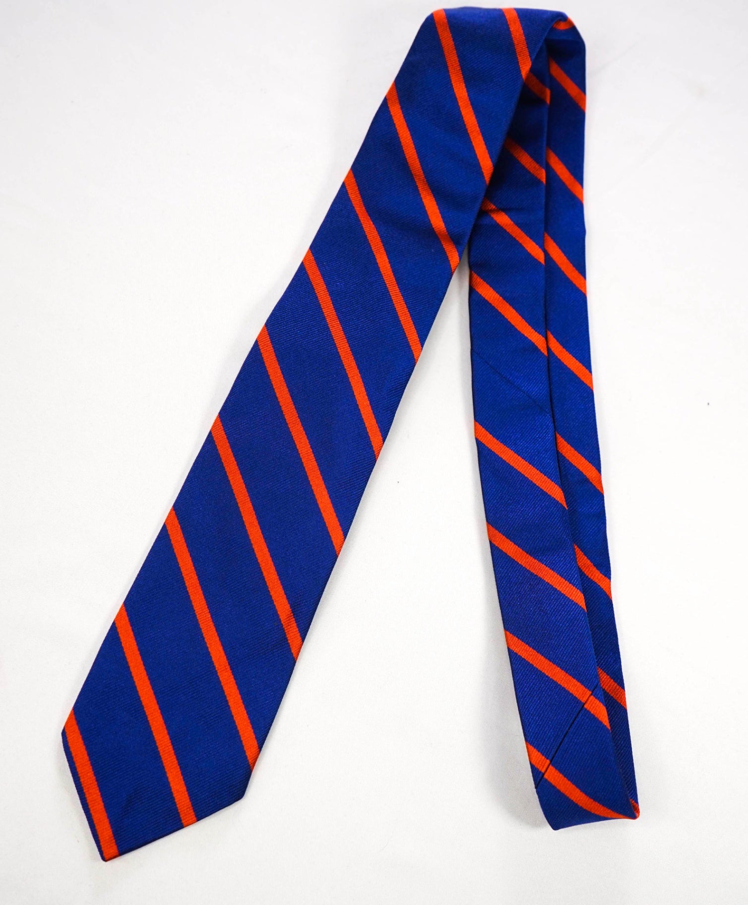 $125 POLO RALPH LAUREN - Blue/Orange Striped Silk Preppy - 3" Tie