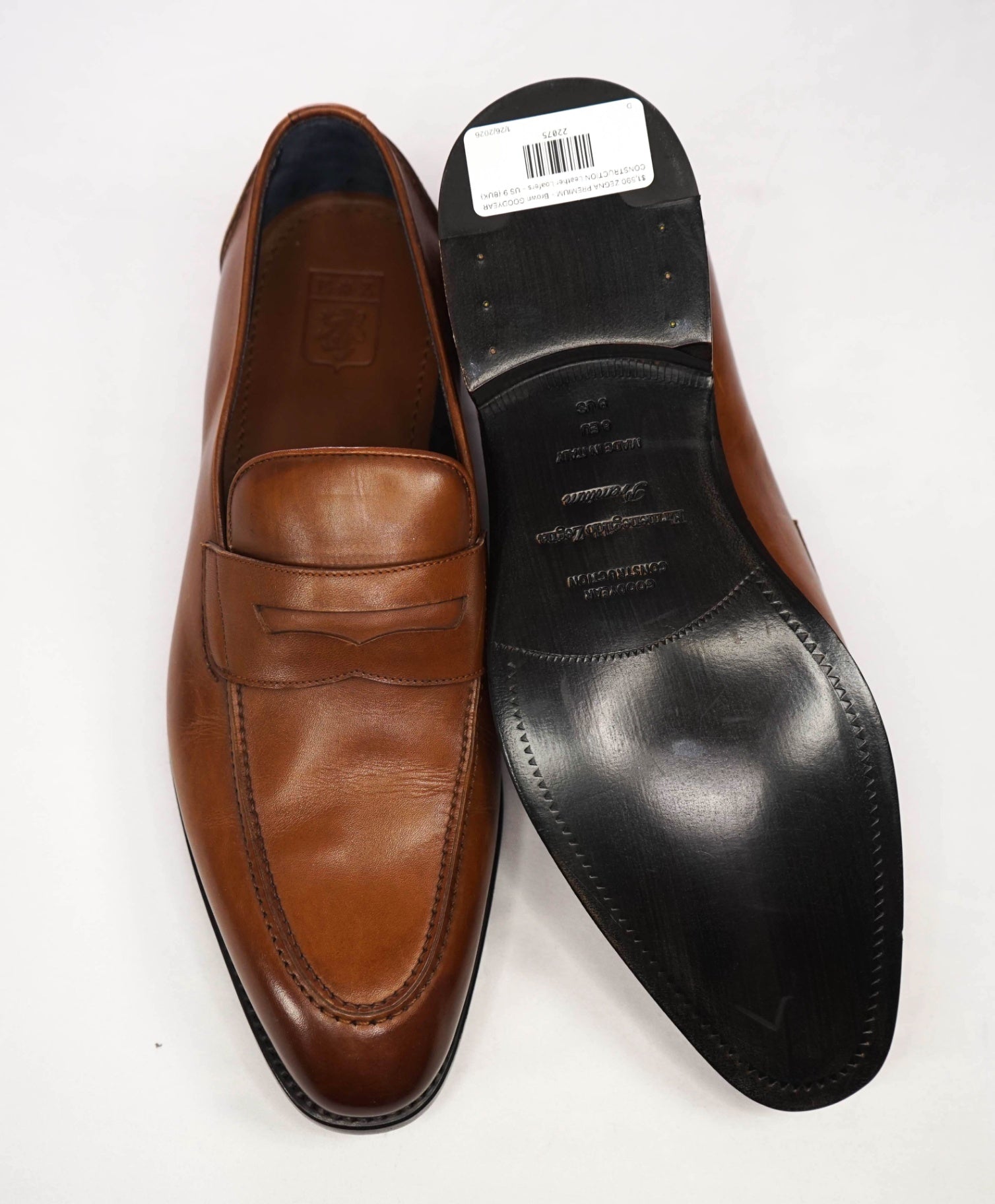 $1,590 ZEGNA PREMIUM - Brown GOODYEAR Leather Loafers - US 9 (8UK)