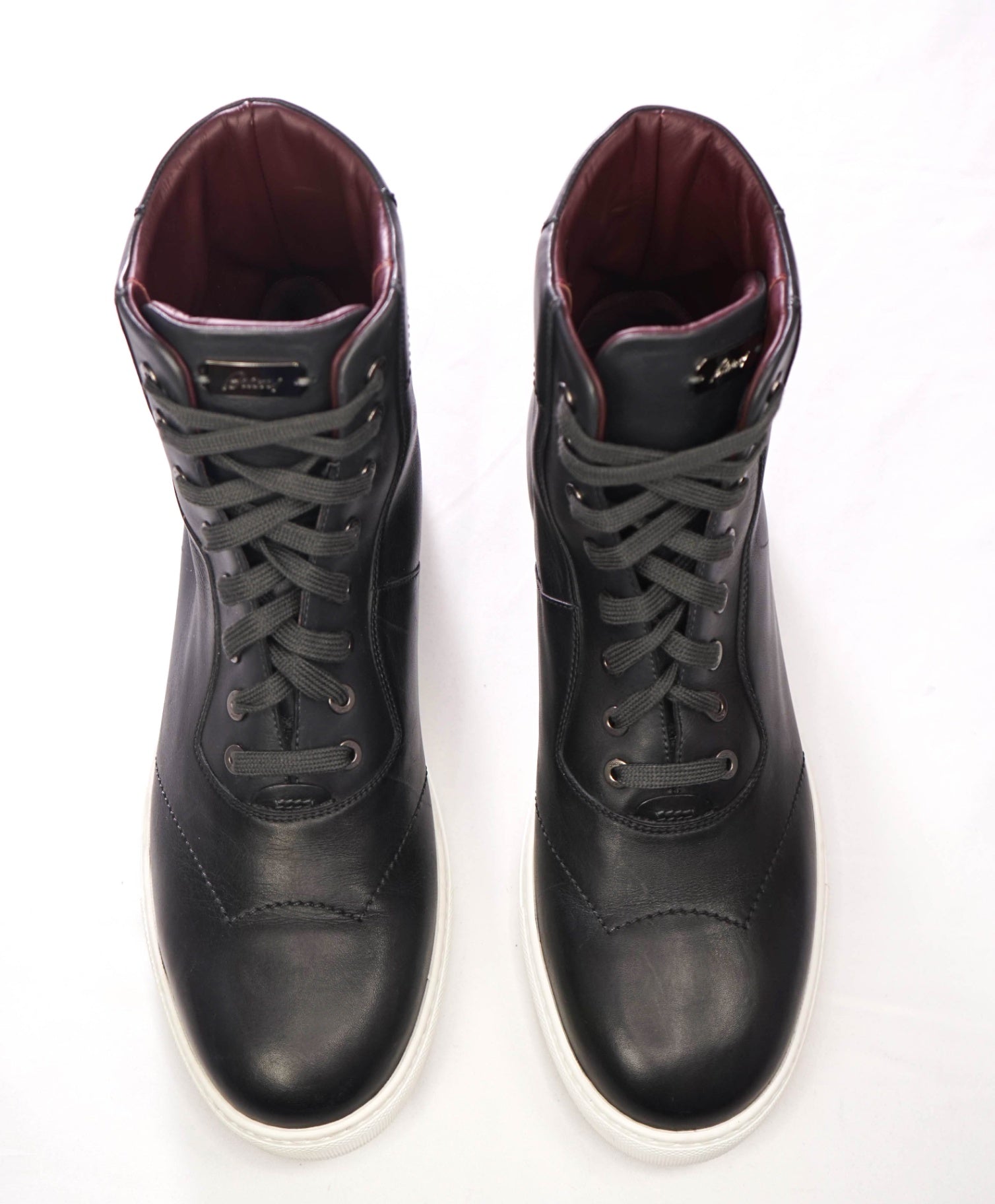 $1,200 BRIONI - Gray Leather Lace up Sneakers - US 12.5 (11.5UK)