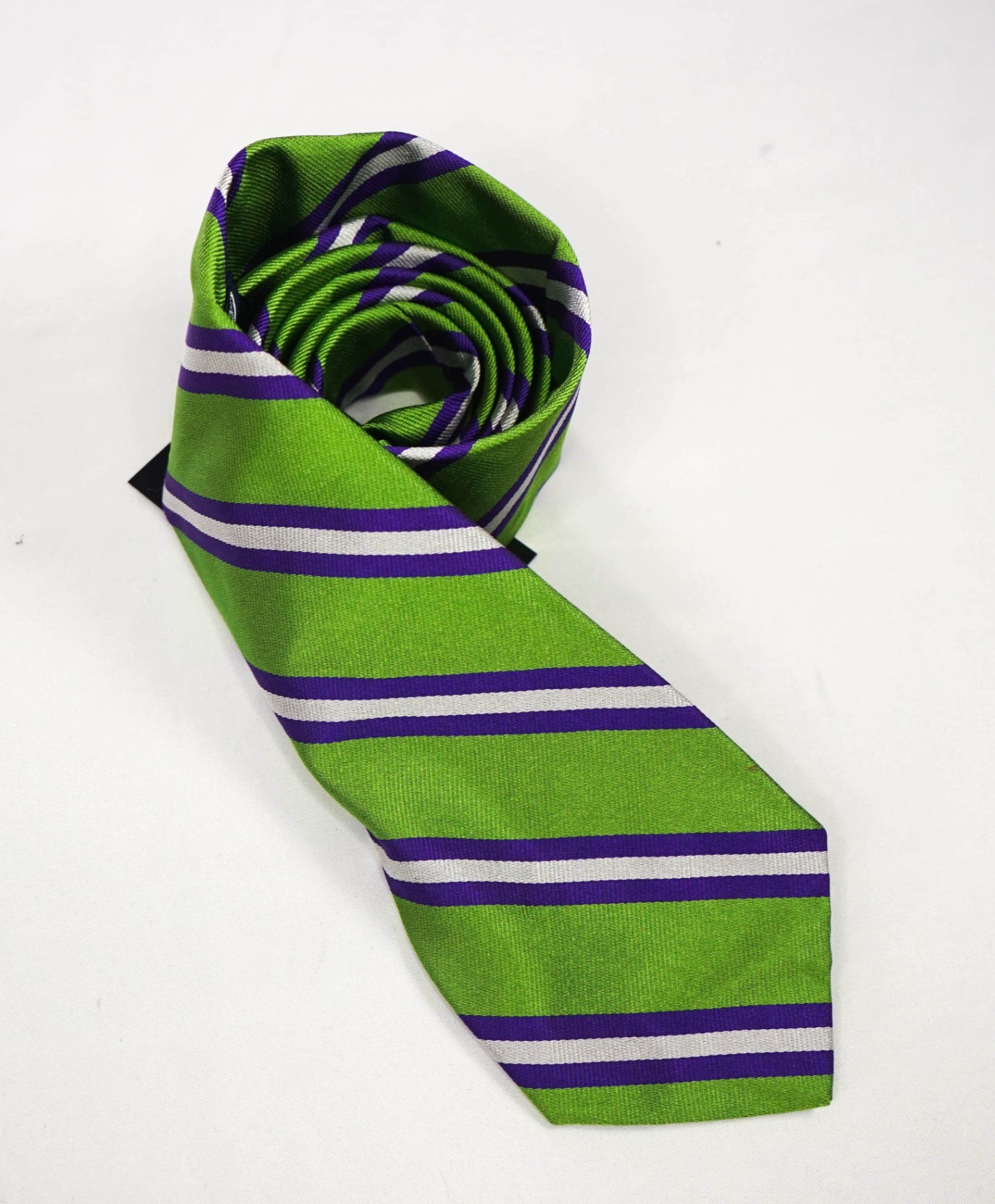 $125 POLO RALPH LAUREN - Green/Purple Striped Silk Preppy - 3.5" Tie