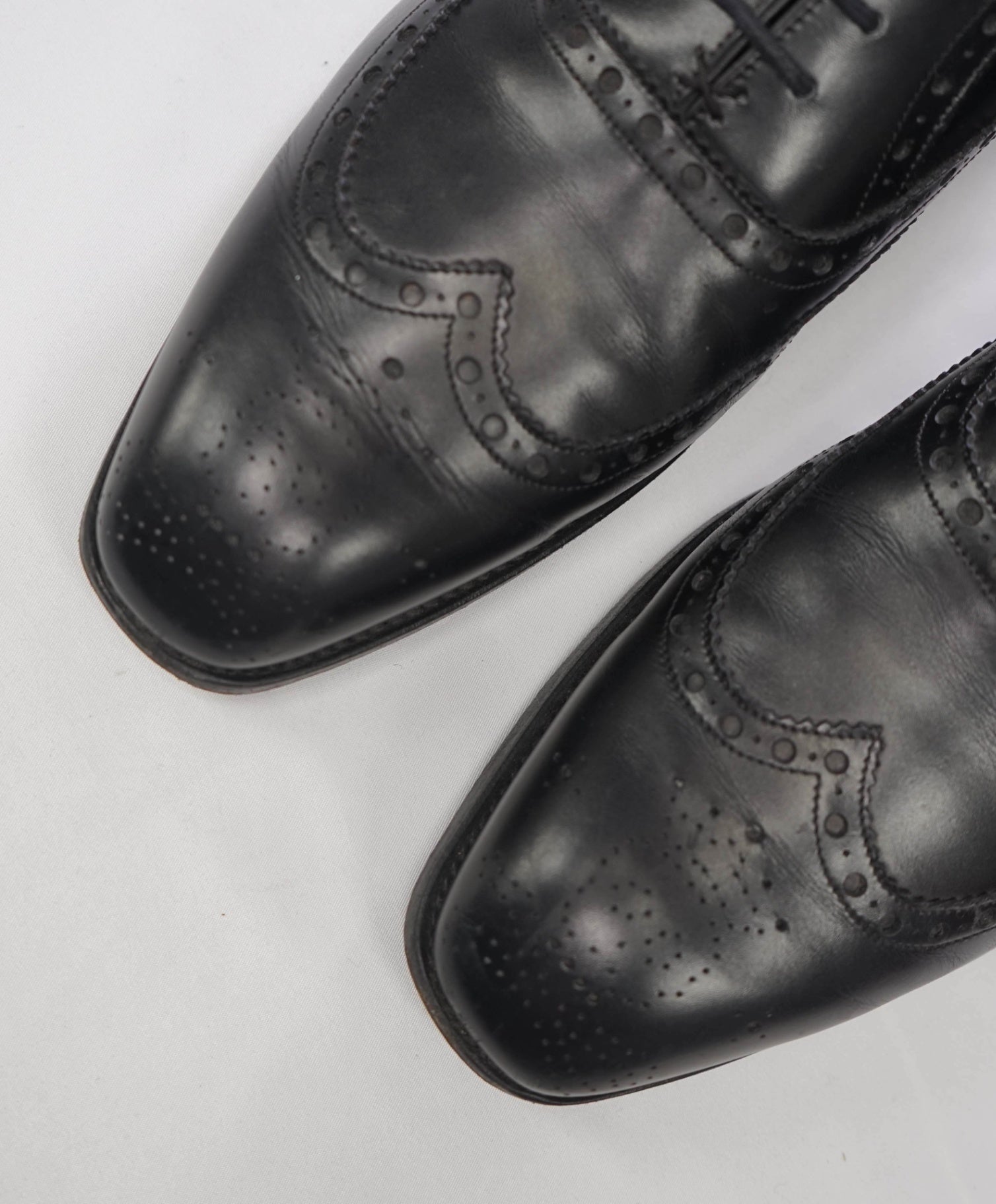 $675 BARKER BLACK - Black Wingtip Leather oxfords - US 10 (9UK)