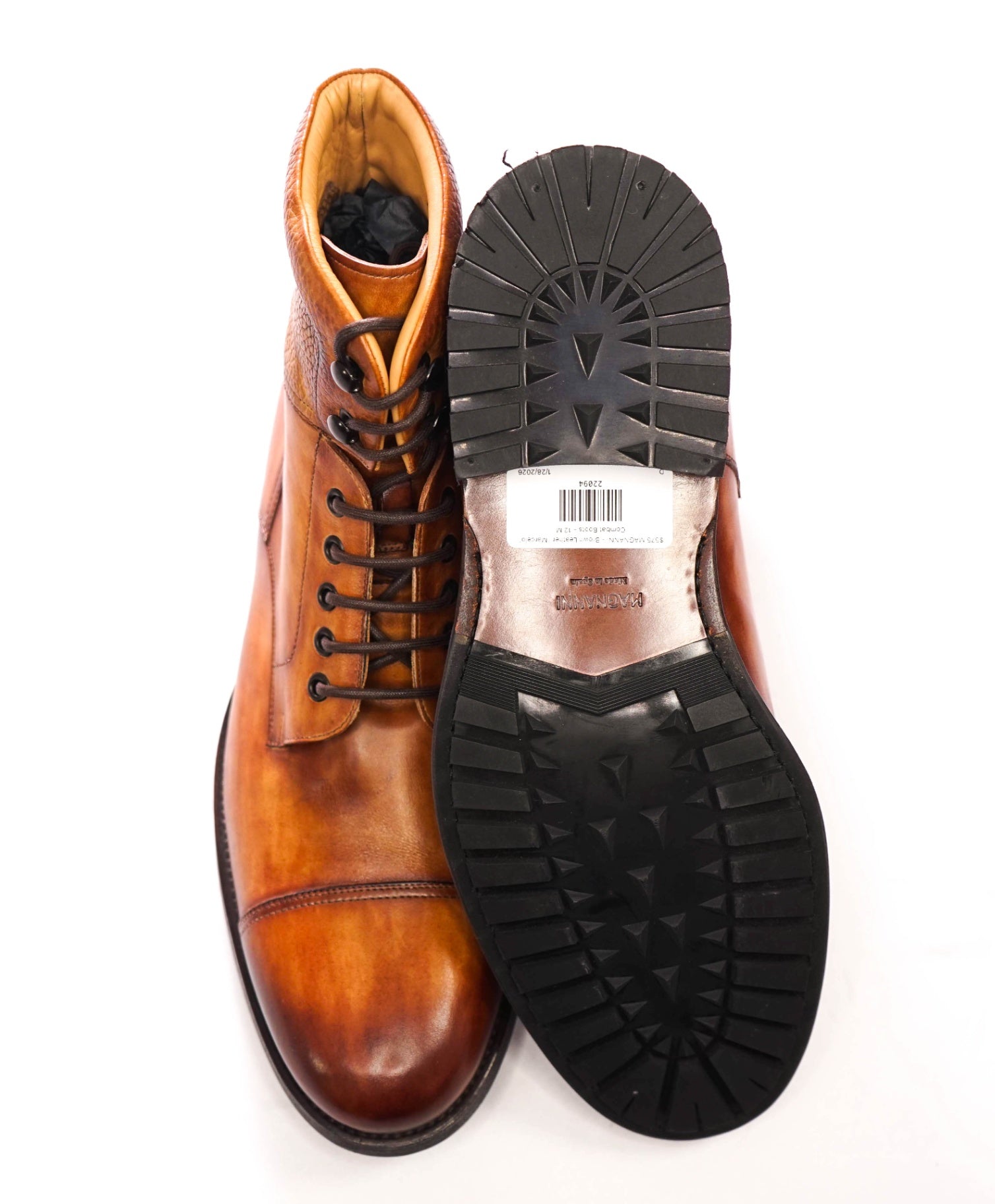 $575 MAGNANNI - Brown Patina Leather "Marcelo" Boots - 12 M