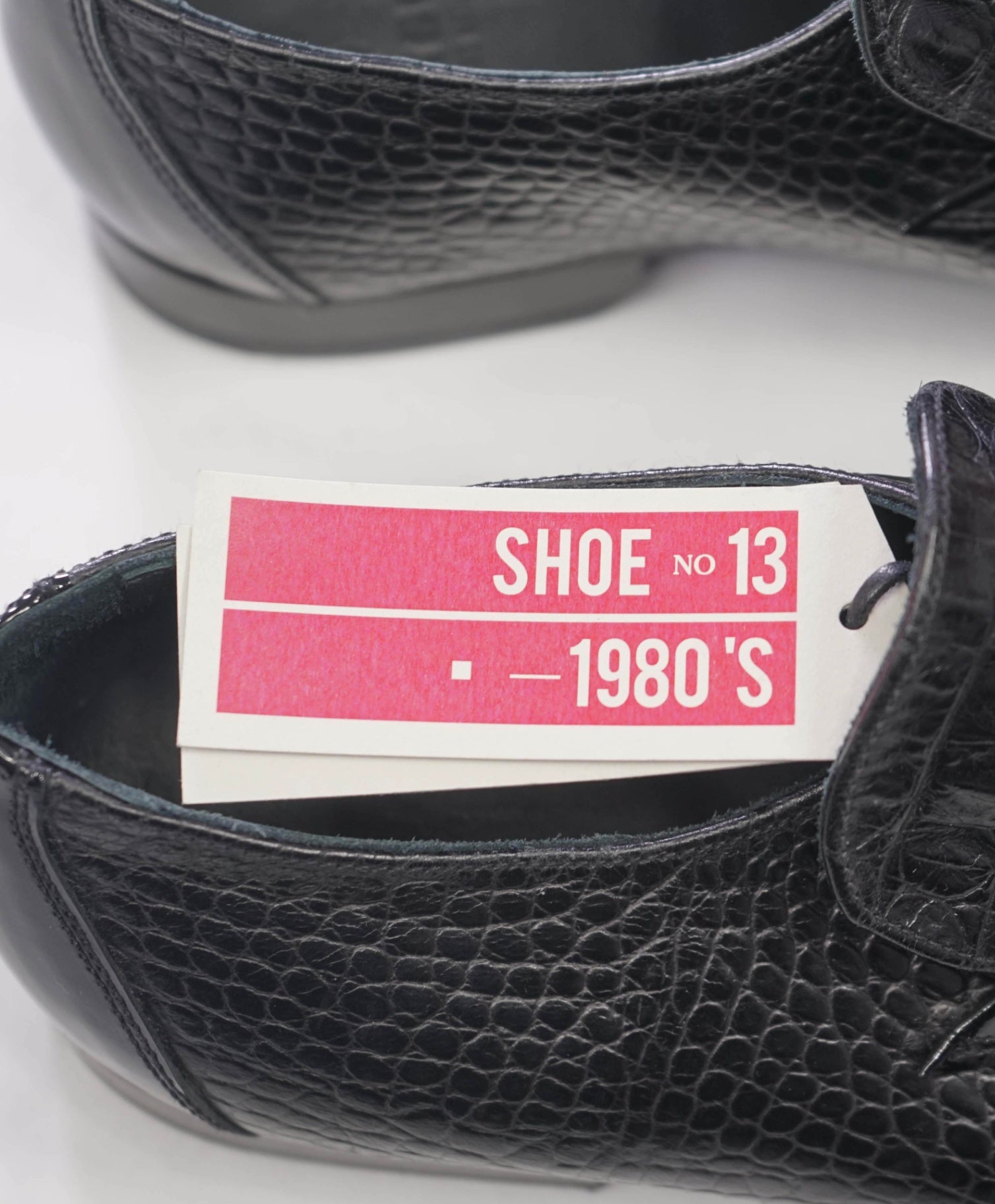 $725 GRENSON - "13" Black Croc Print Leather Loafers - US 10 (9UK)