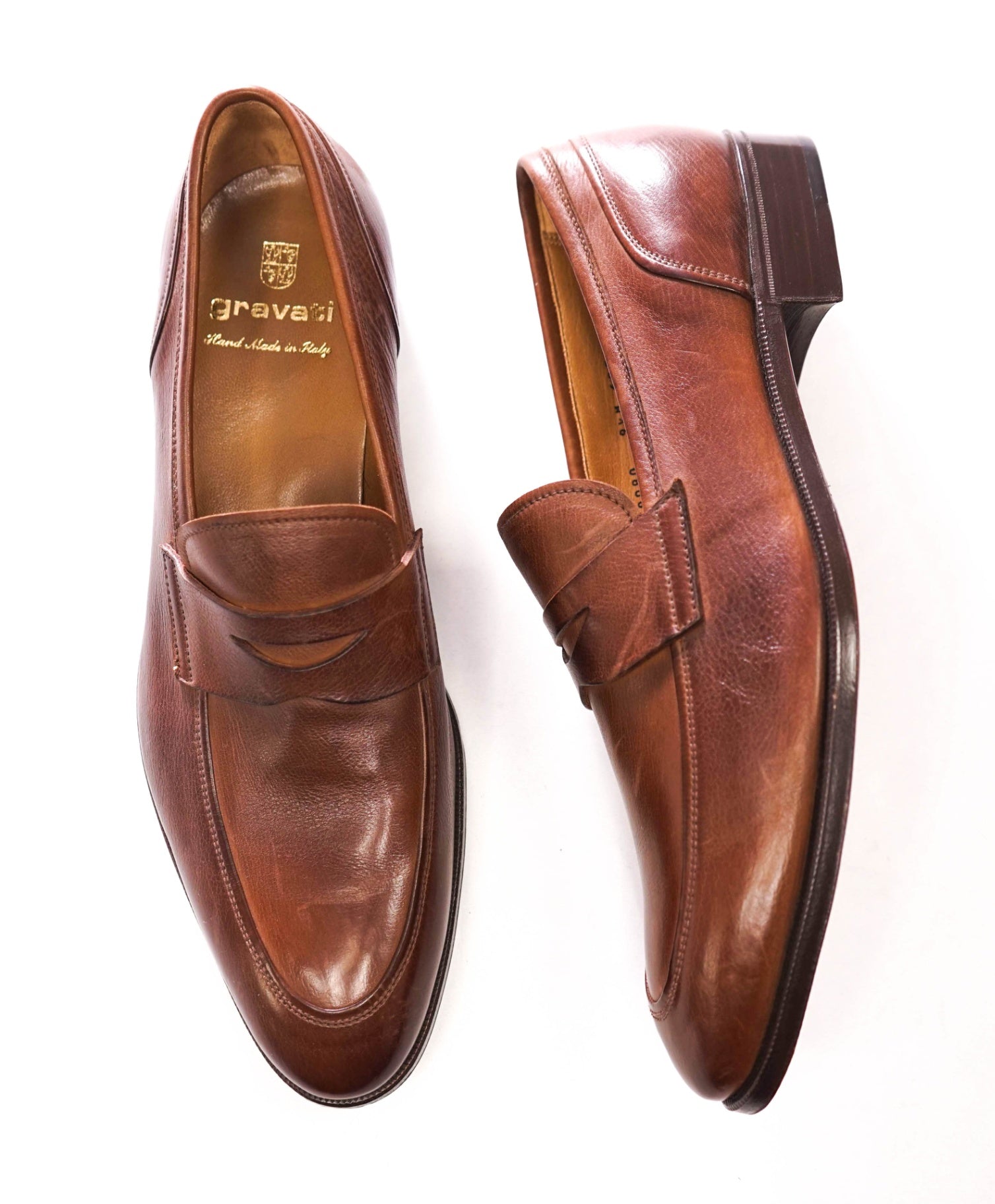$895 GRAVATI - Brown Leather Penny Loafers - 9.5 M