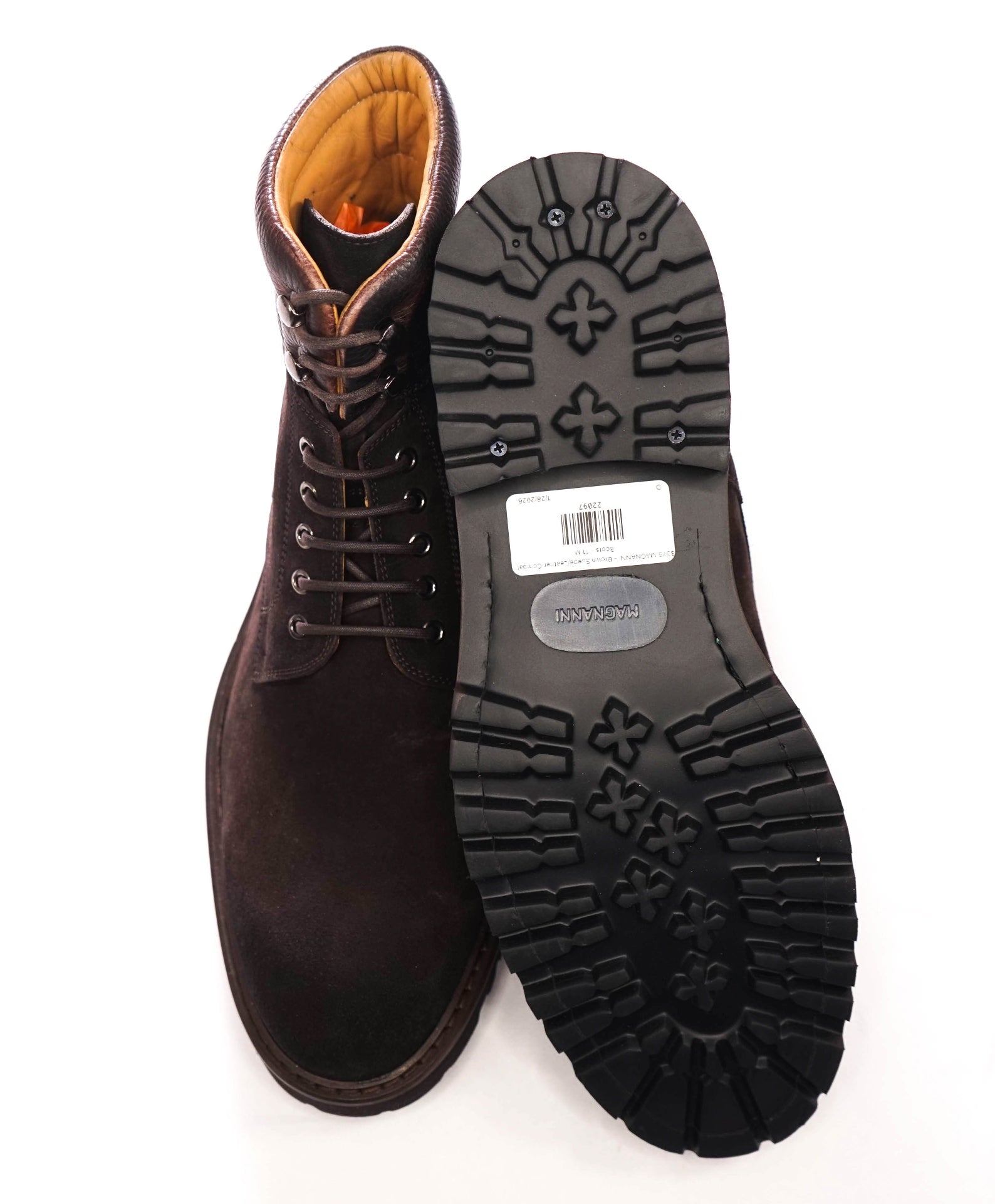 $575 MAGNANNI - Brown Suede/Leather Combat Boots - 11 M
