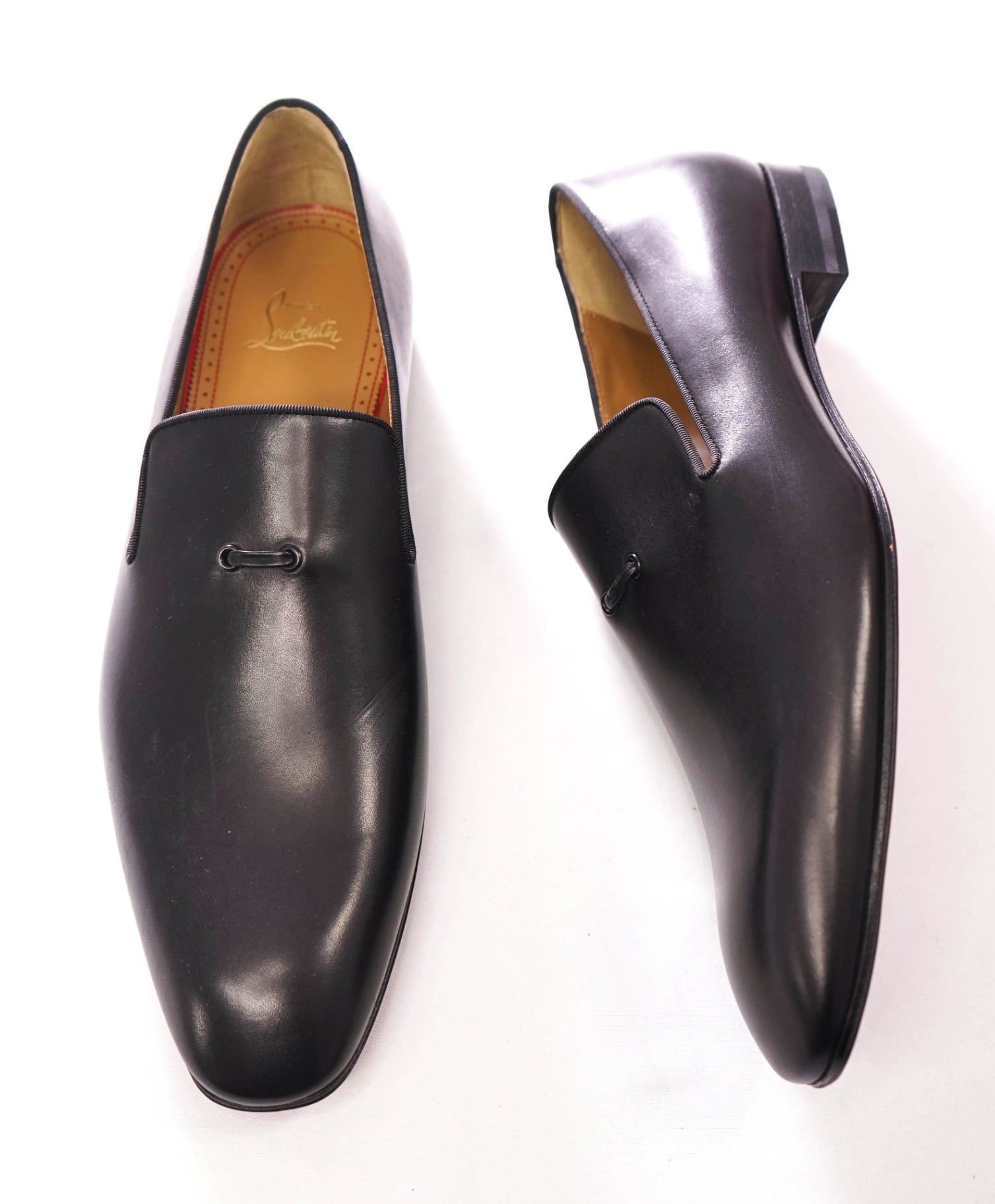 $1,050 CHRISTIAN LOUBOUTIN - Black Leather Loafers - US 11 (44EU)