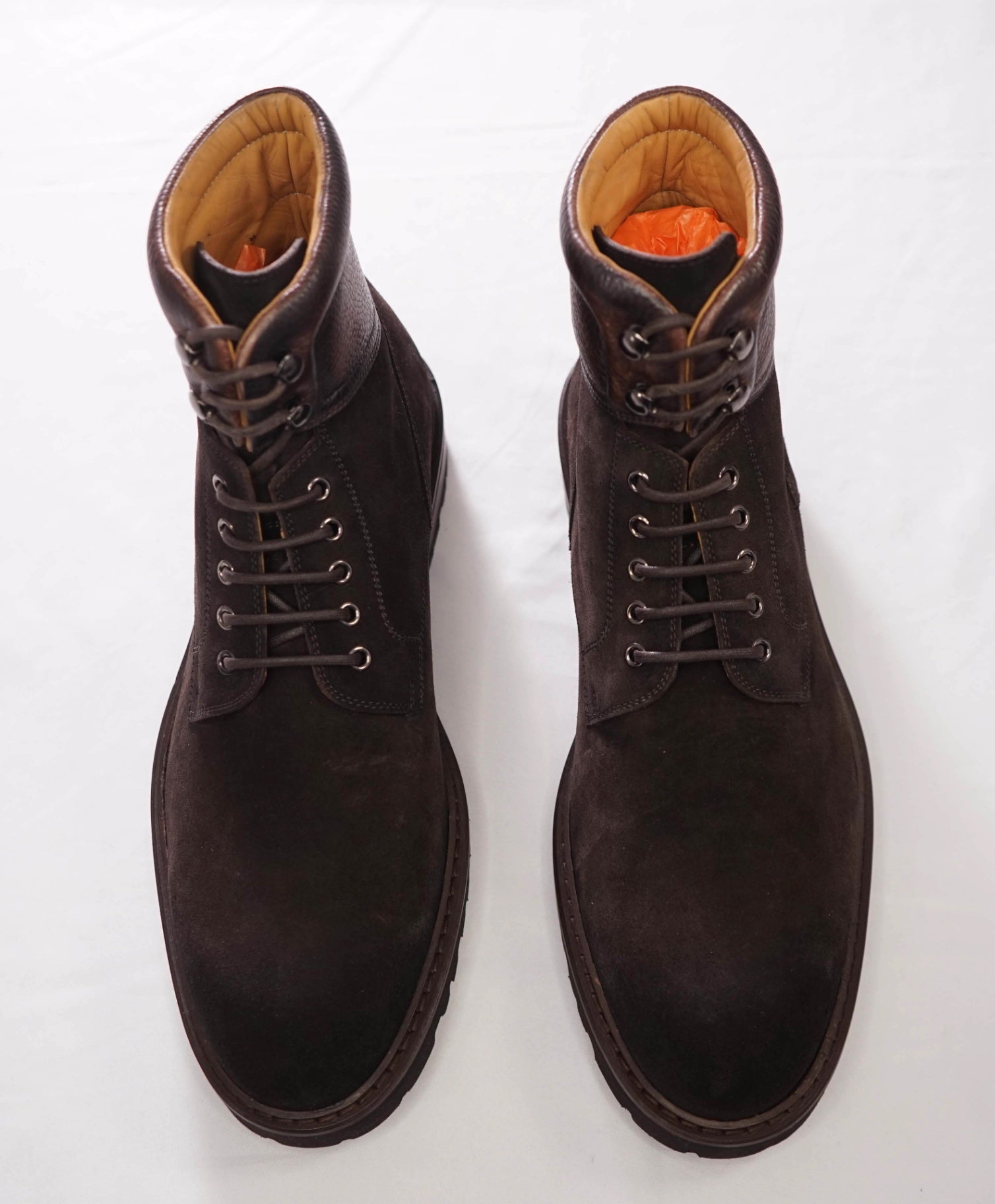 $575 MAGNANNI - Brown Suede/Leather Combat Boots - 11 M