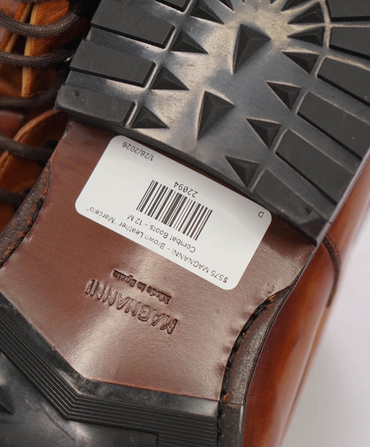 $575 MAGNANNI - Brown Patina Leather "Marcelo" Boots - 12 M