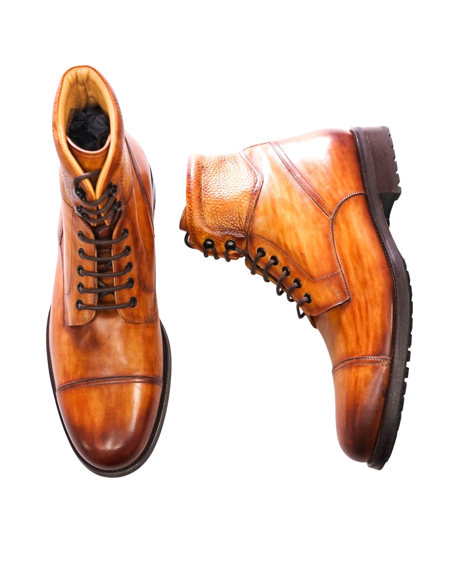 $575 MAGNANNI - Brown Patina Leather "Marcelo" Boots - 12 M