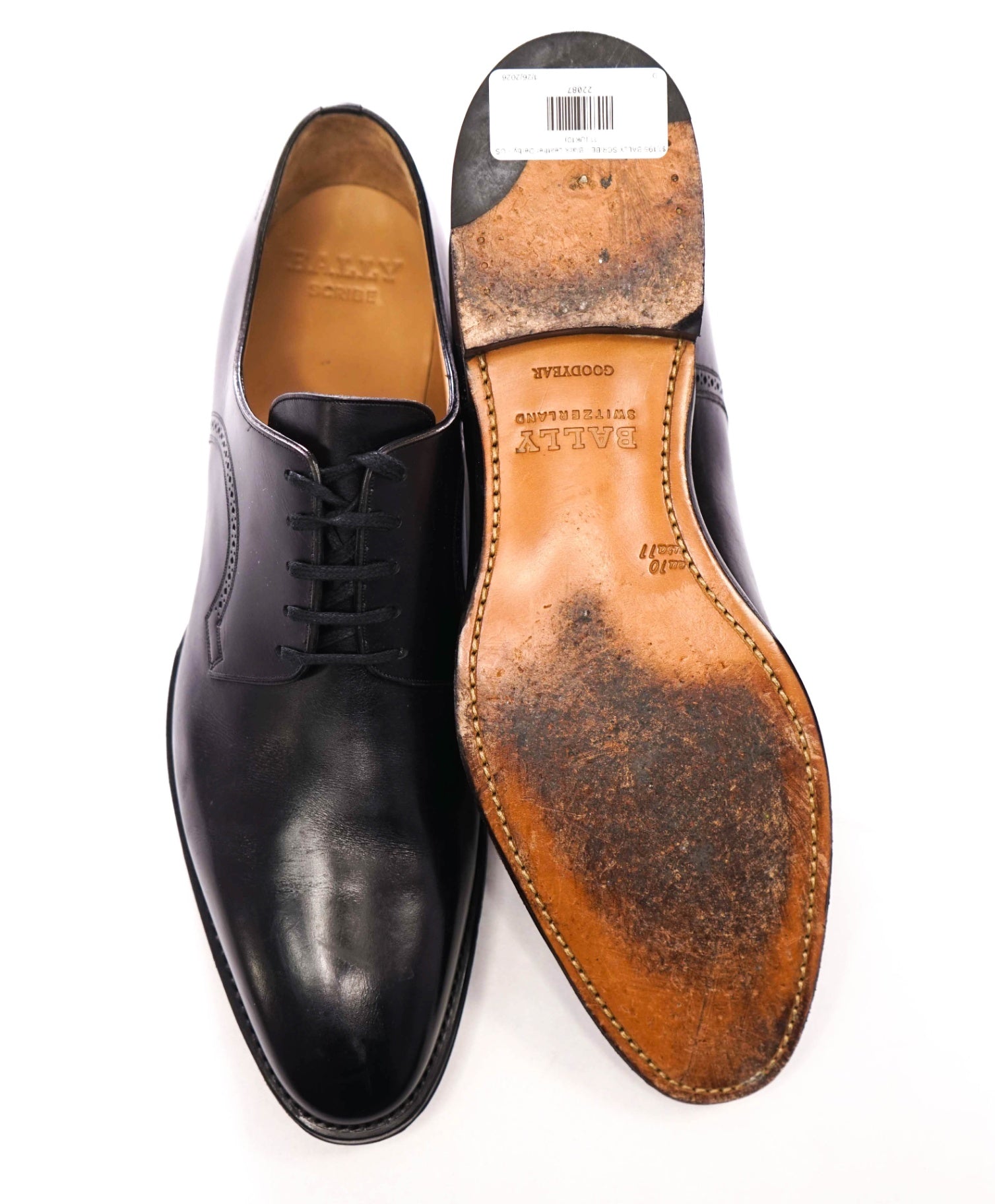 $1,195 BALLY SCRIBE - Goodyear Black Leather Derby - US 11 (UK10)