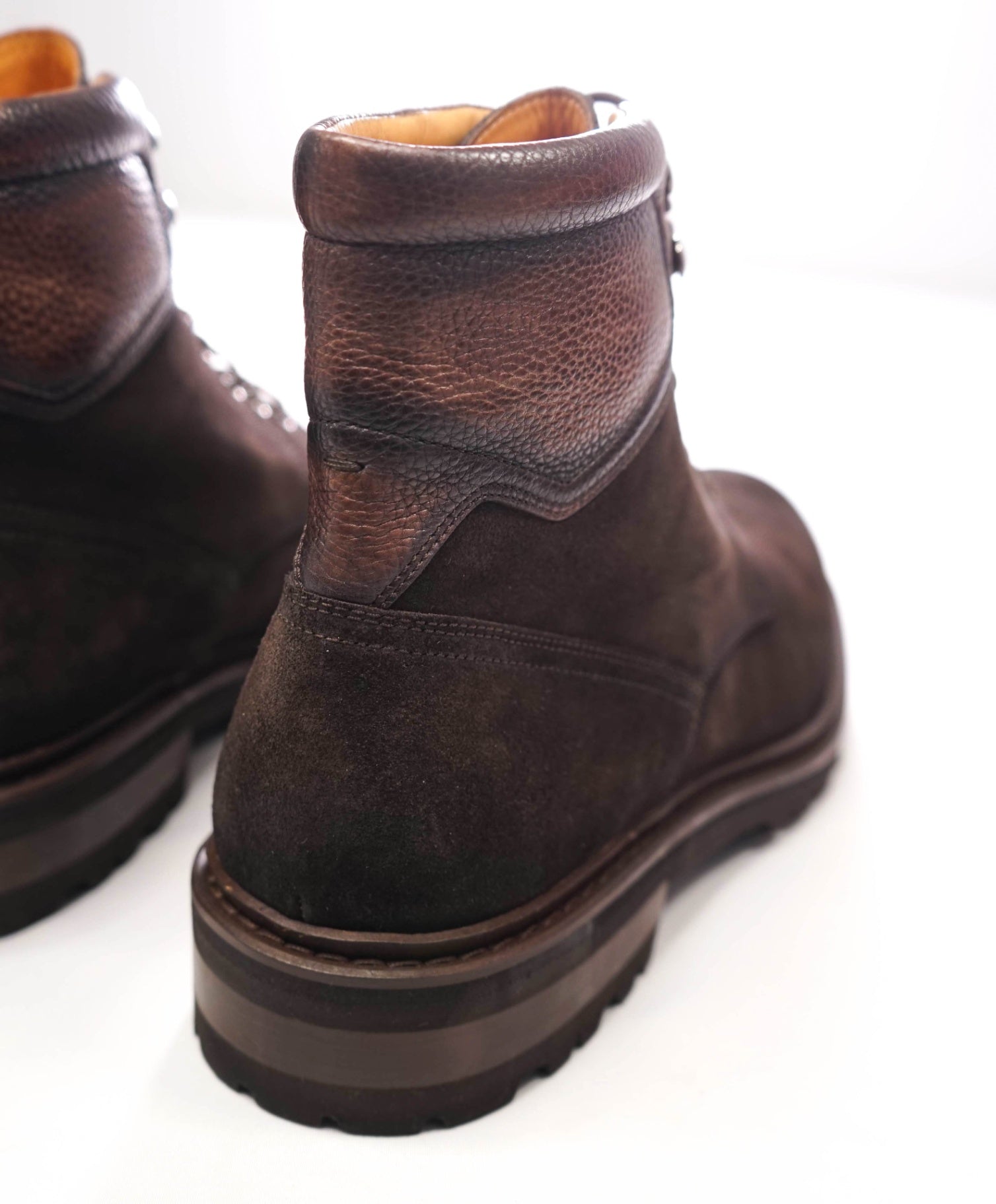 $575 MAGNANNI - Brown Suede/Leather Combat Boots - 11 M