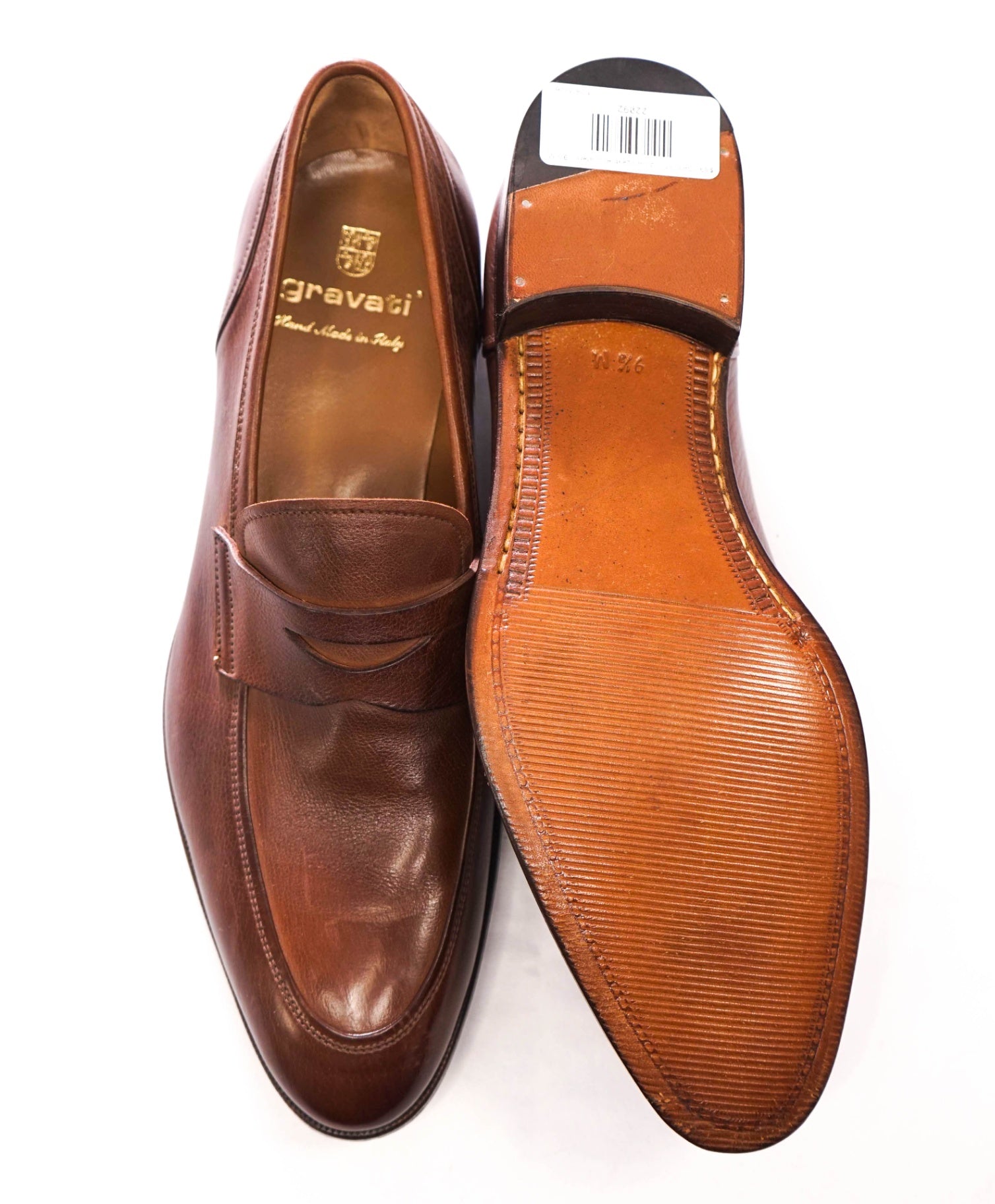 $895 GRAVATI - Brown Leather Penny Loafers - 9.5 M