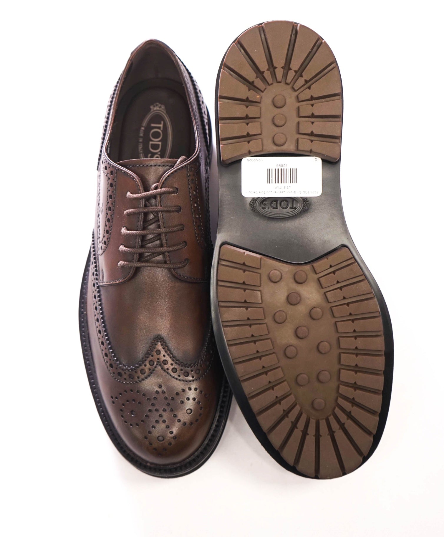 $775 TOD'S - Brown Leather Lug Sole Derby - US 8 (7UK)