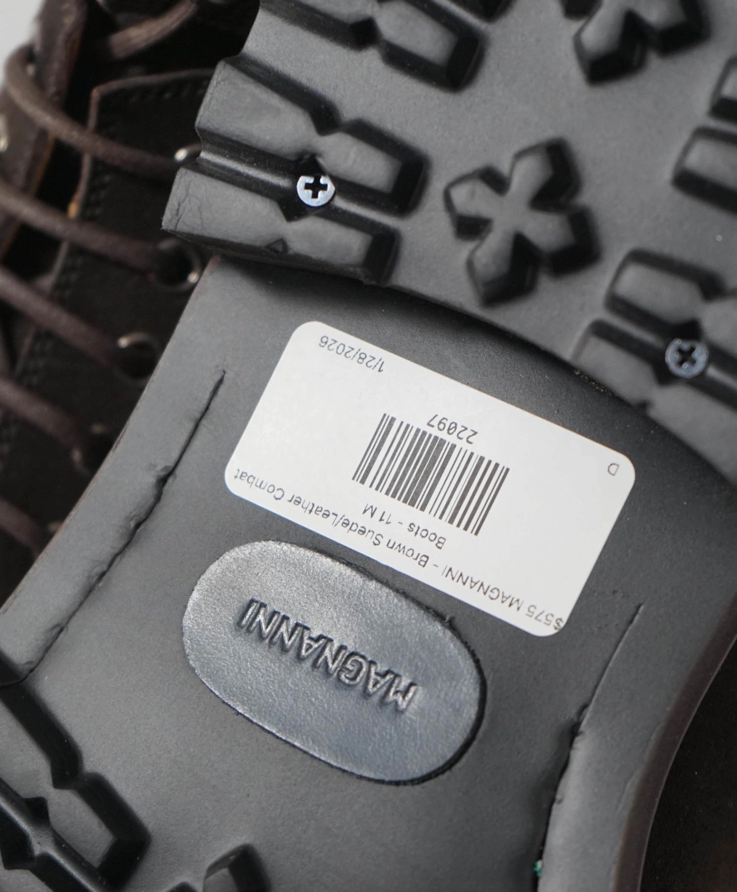 $575 MAGNANNI - Brown Suede/Leather Combat Boots - 11 M