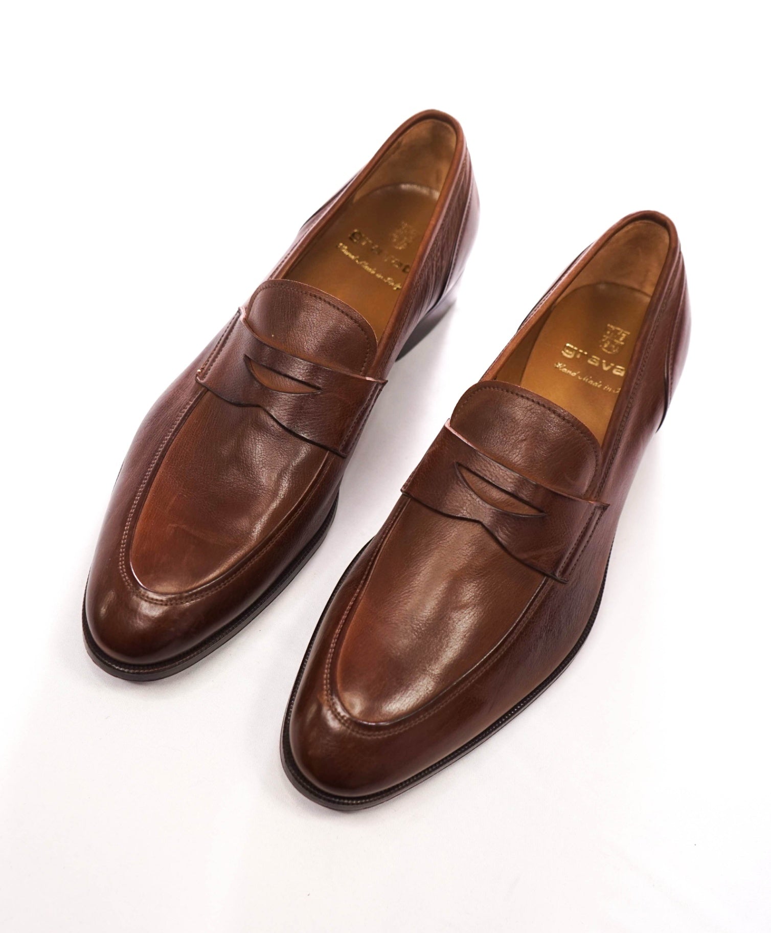 $895 GRAVATI - Brown Leather Penny Loafers - 9.5 M