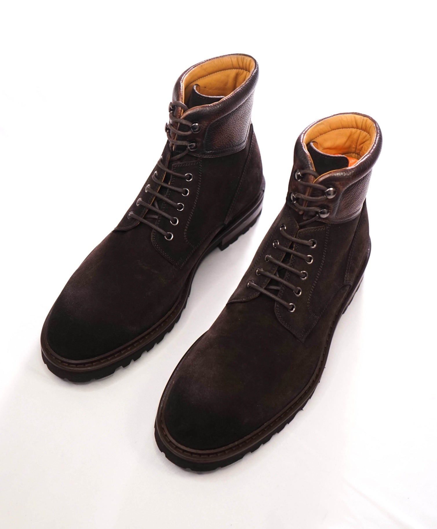 $575 MAGNANNI - Brown Suede/Leather Combat Boots - 11 M
