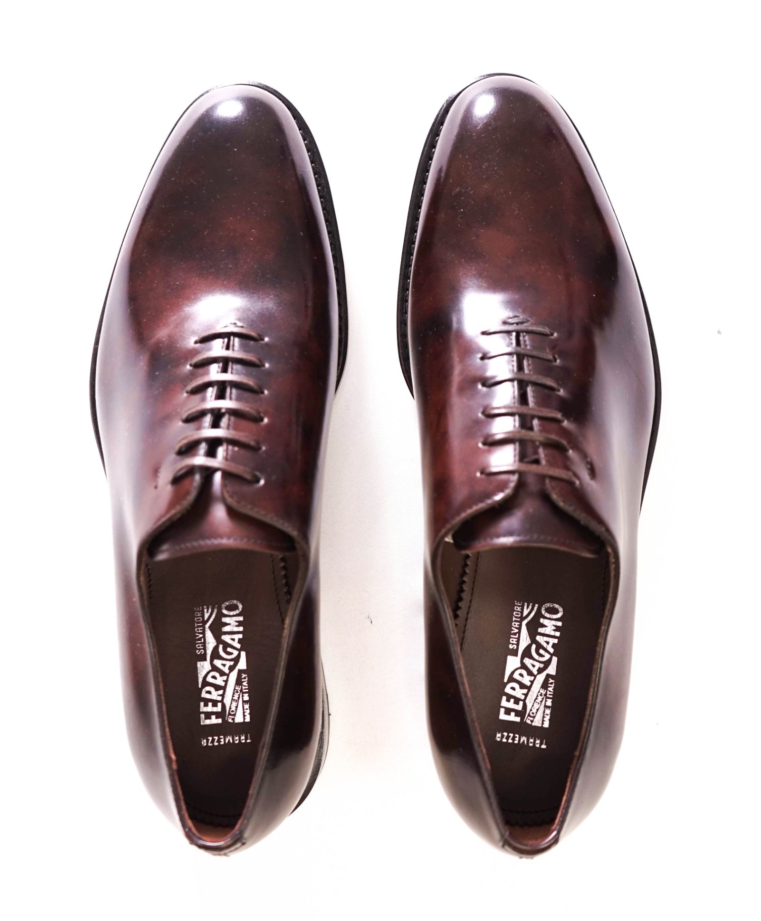 $1,495 FERRAGAMO TRAMEZZA - Brown Leather "ANGIOLO" Oxfords - 9 EE