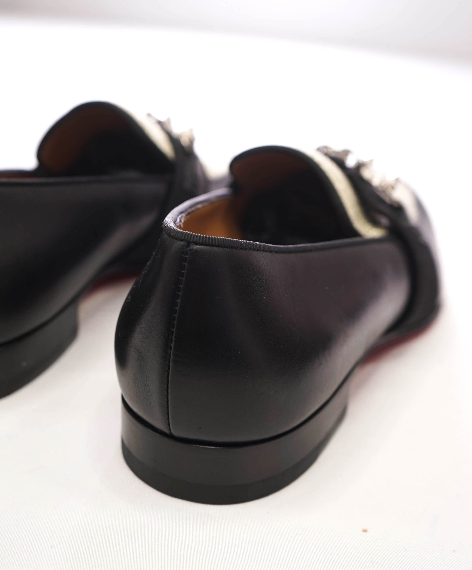 $1,120 CHRISTIAN LOUBOUTIN - Black/Ivory Leather/Fabric Loafers - US 10 (43EU)
