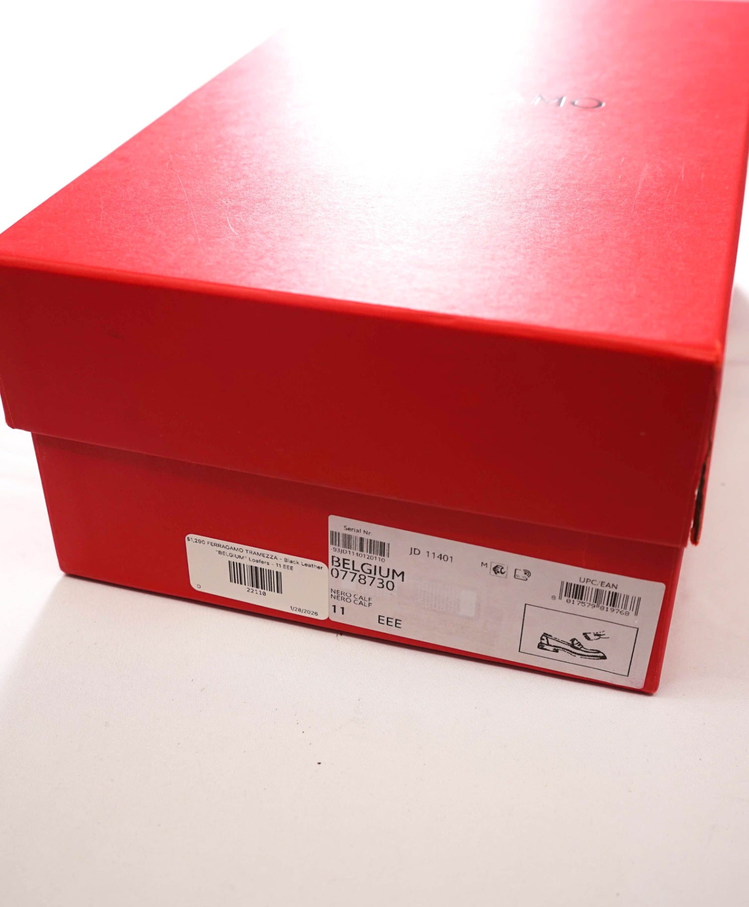 $1,290 FERRAGAMO TRAMEZZA - Black Leather "BELGIUM" Loafers - 11 EEE