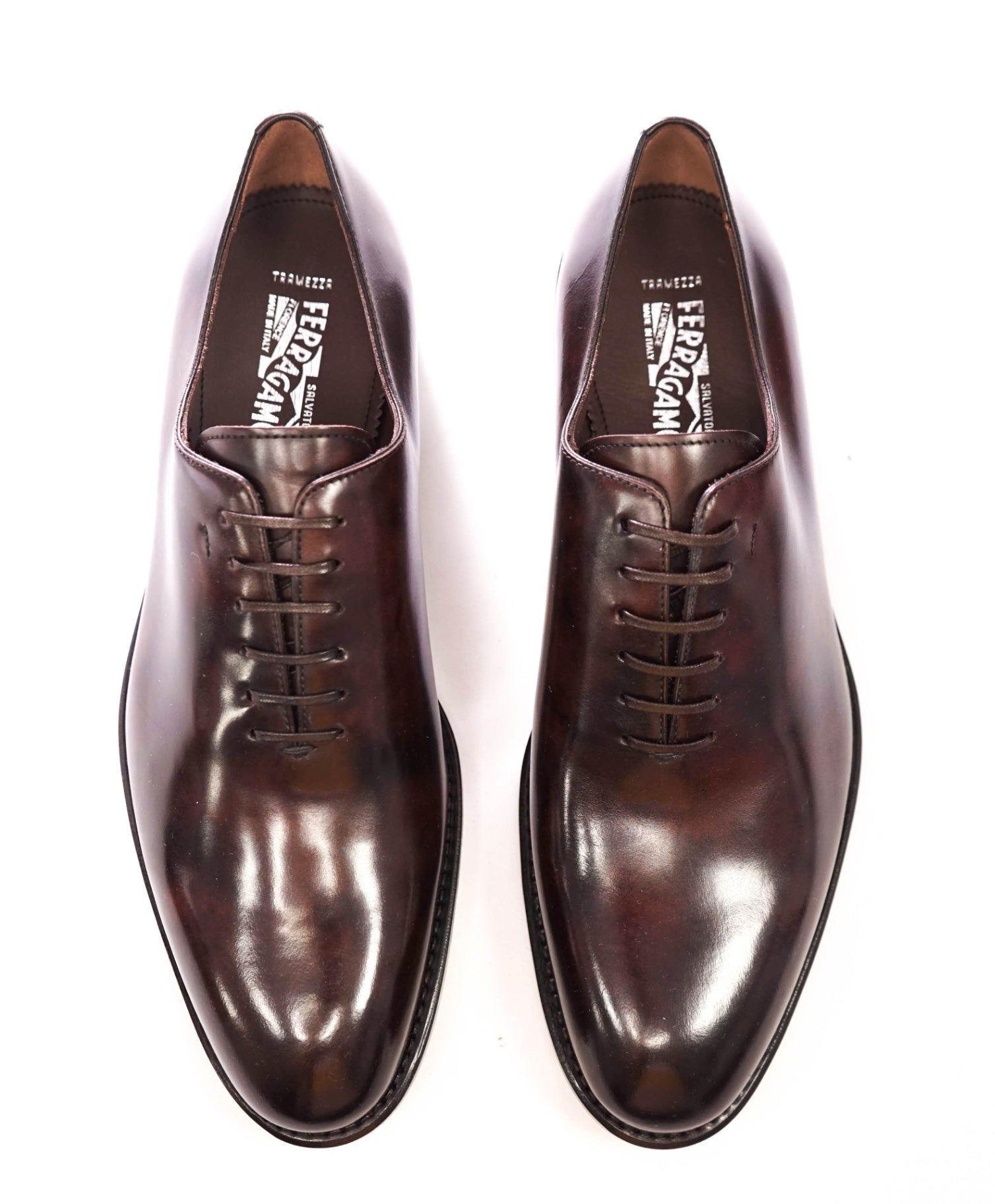$1,495 FERRAGAMO TRAMEZZA - Brown Leather "ANGIOLO" Oxfords - 9 EE