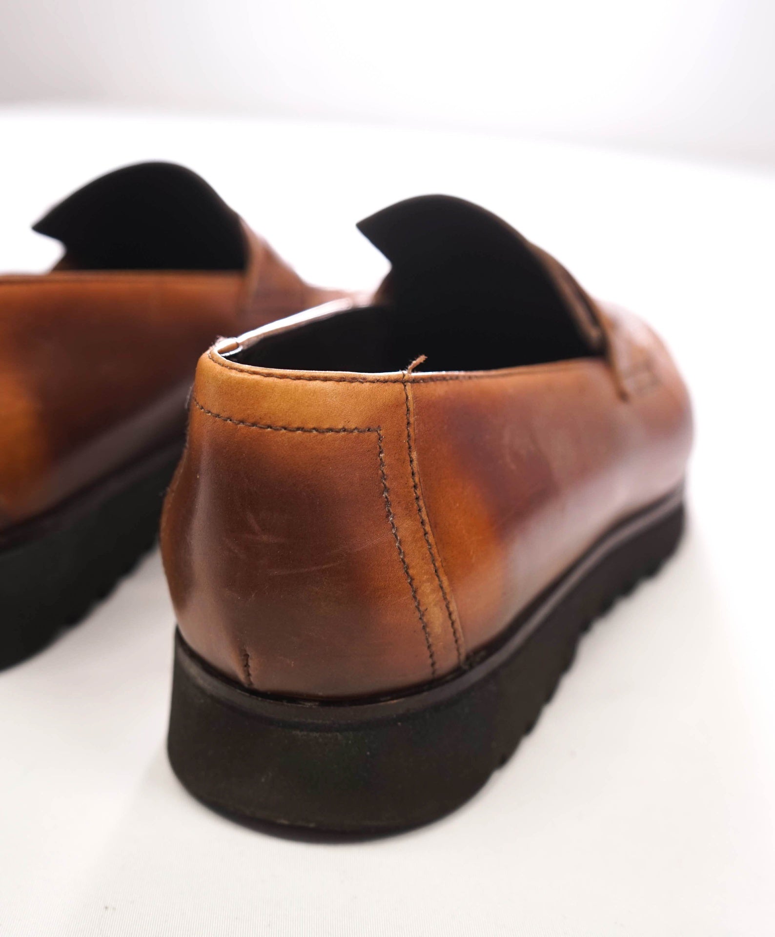 $730 DOUCAL'S - "Berluti Style" Brown Leather Lug Sole Loafers - US 9 (42EU)