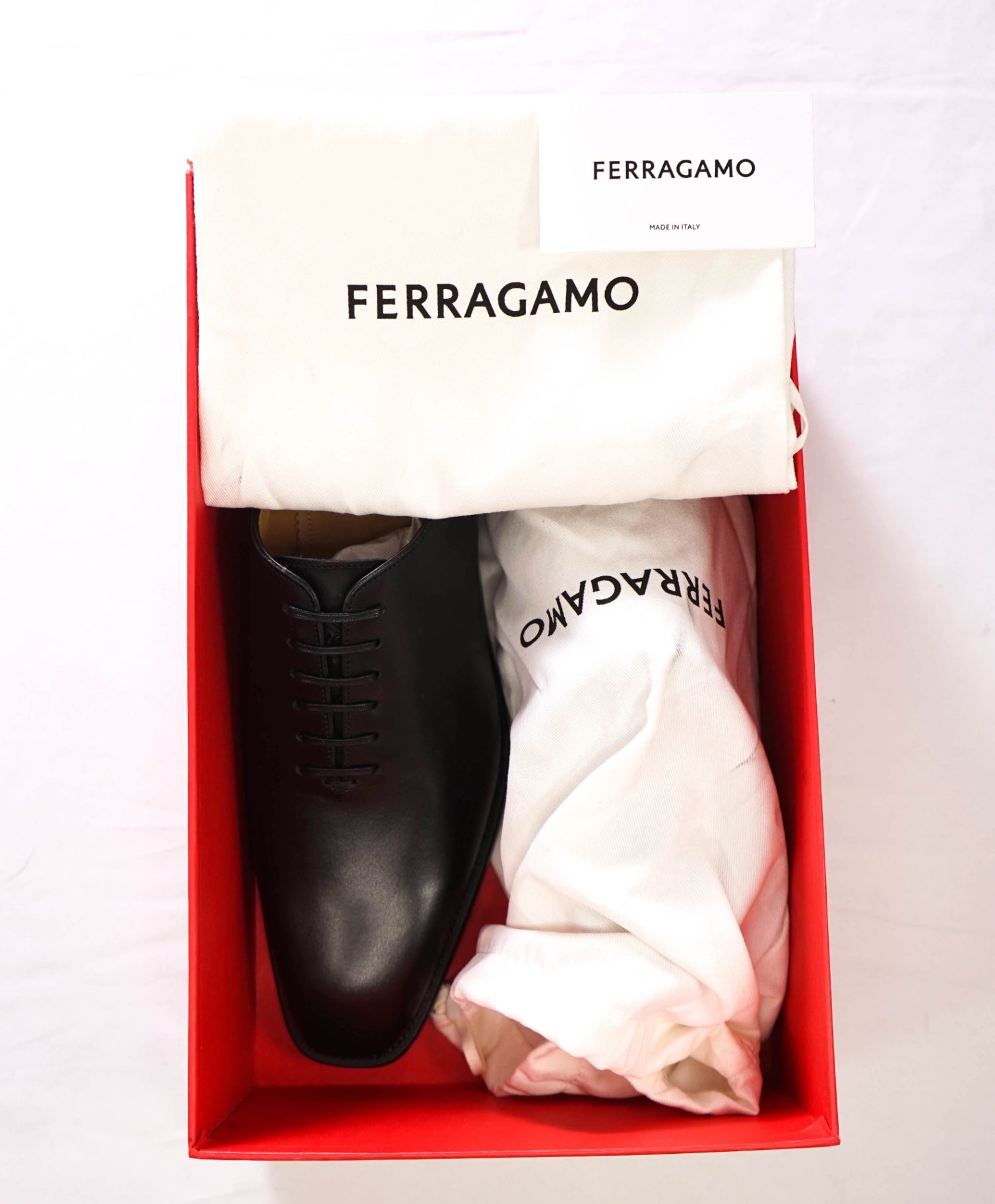 $1,090 FERRAGAMO - Black Leather "GEOFFREY" Oxfords - 8.5 EE