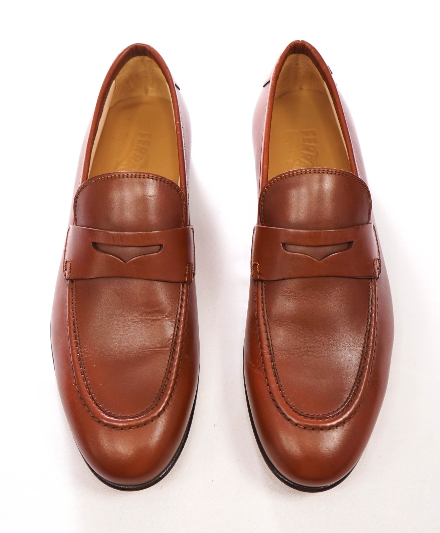 $895 SALVATORE FERRAGAMO - “GOYA" Brown Gancini Loafers - 8.5 EE