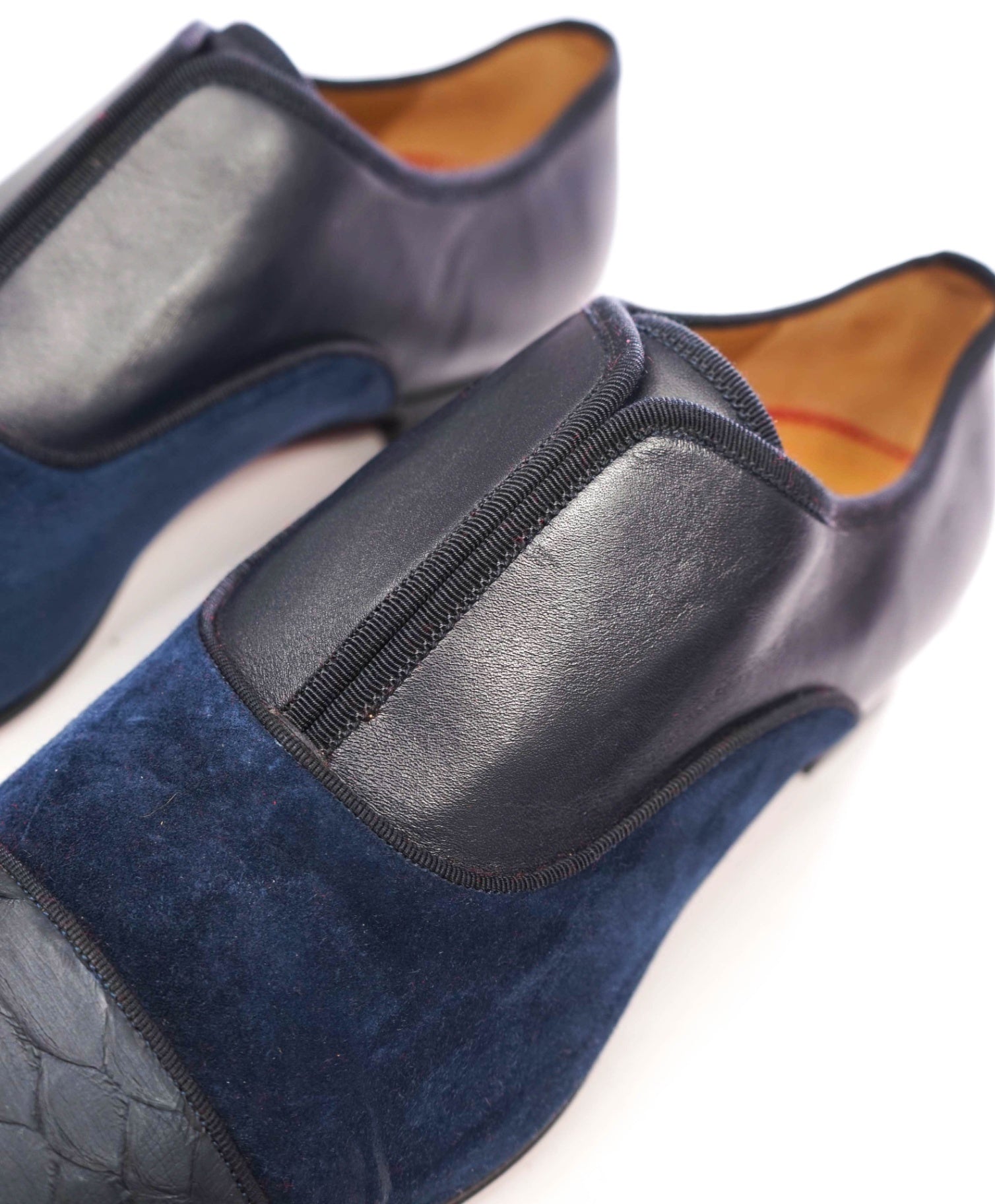$1,595 CHRISTIAN LOUBOUTIN - Navy Leather/PYTHON Loafers - US 10.5 (43.5EU)