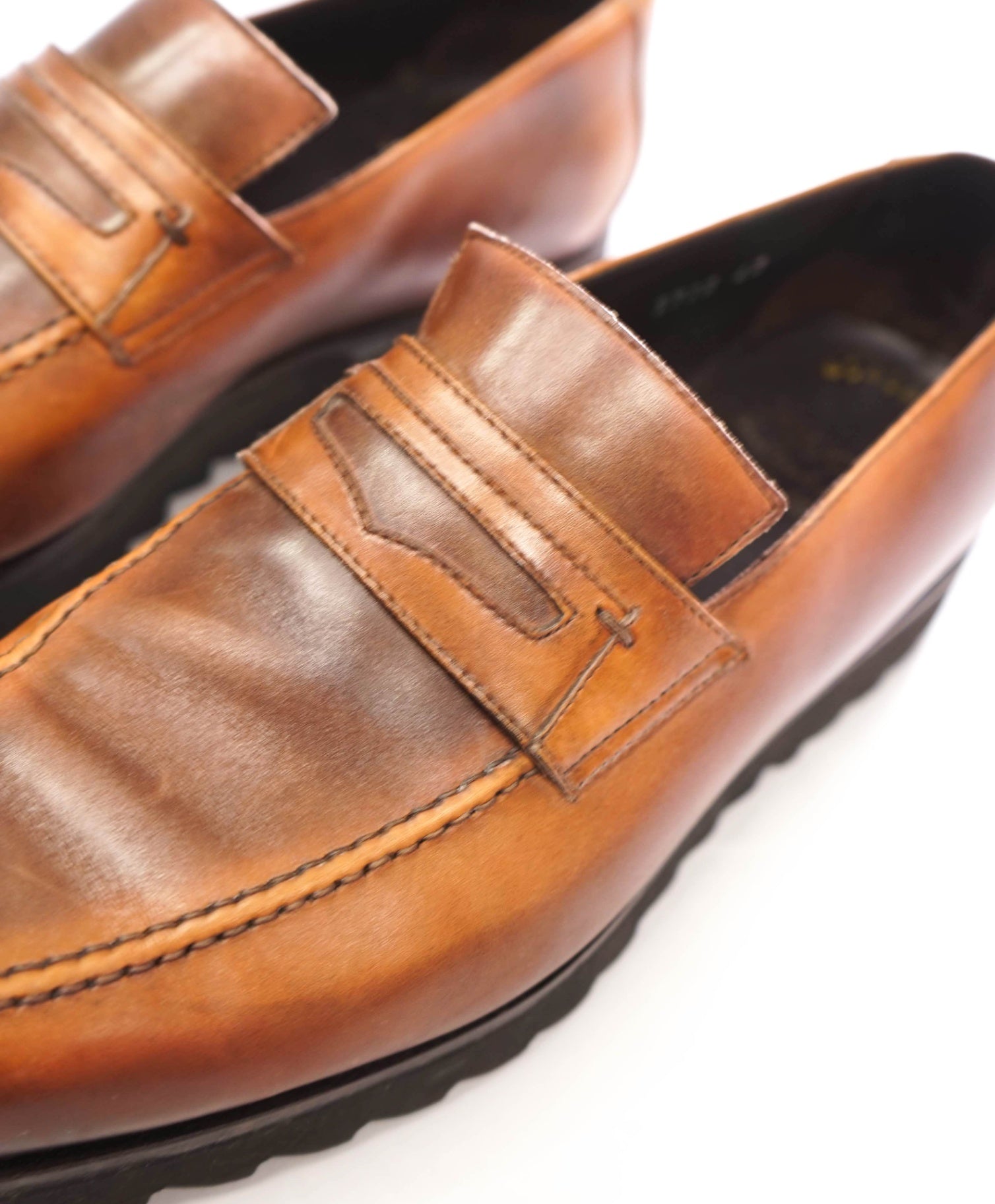 $730 DOUCAL'S - "Berluti Style" Brown Leather Lug Sole Loafers - US 9 (42EU)