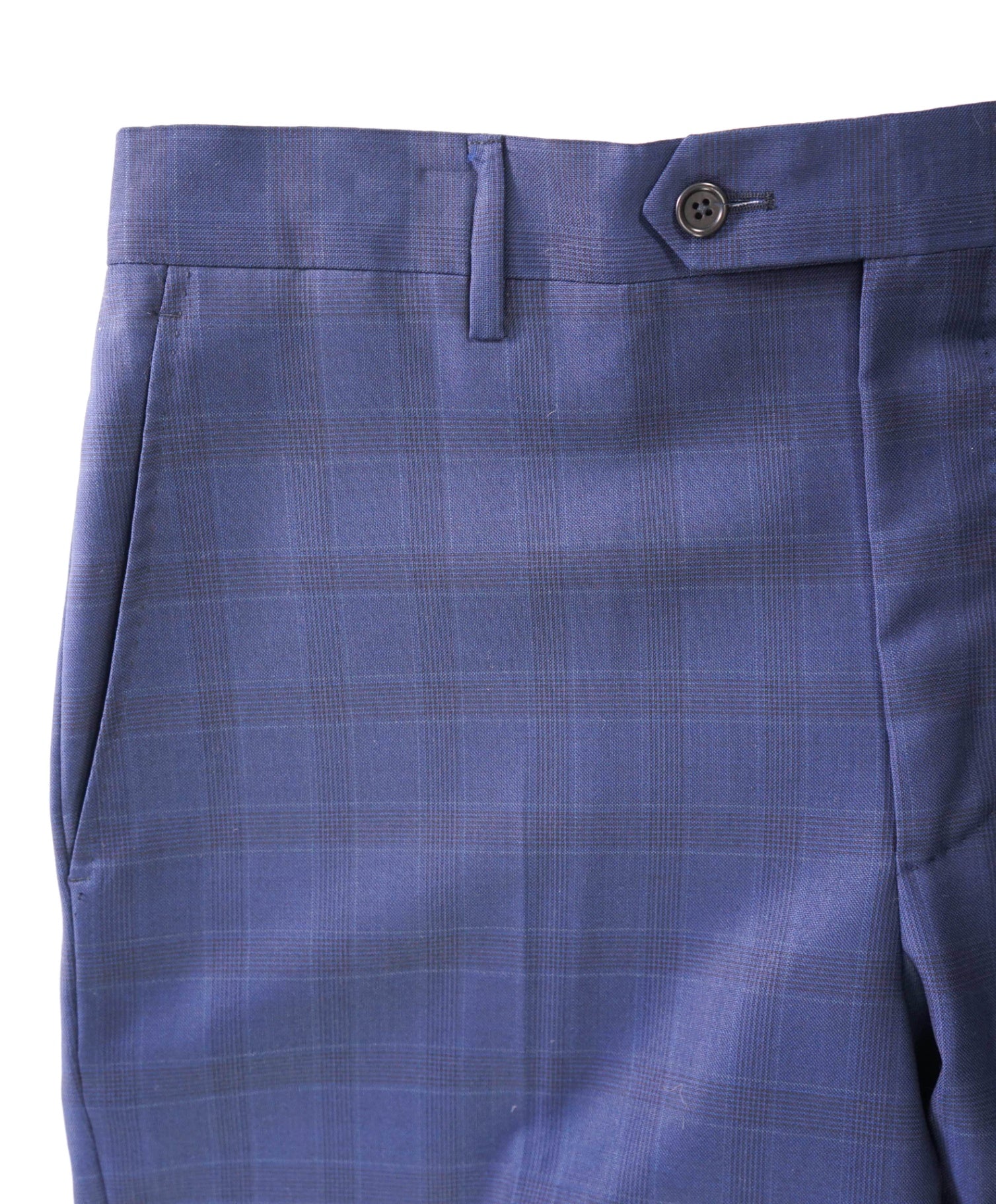 $425 SAKS FIFTH AVENUE - Navy Blue Plaid Wool Pants - 34W
