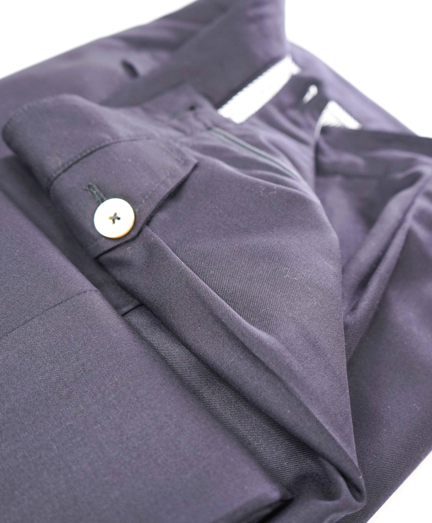 $695 ELEVENTY - Solid Navy Blue Wool/Silk Belted Pants - 36W