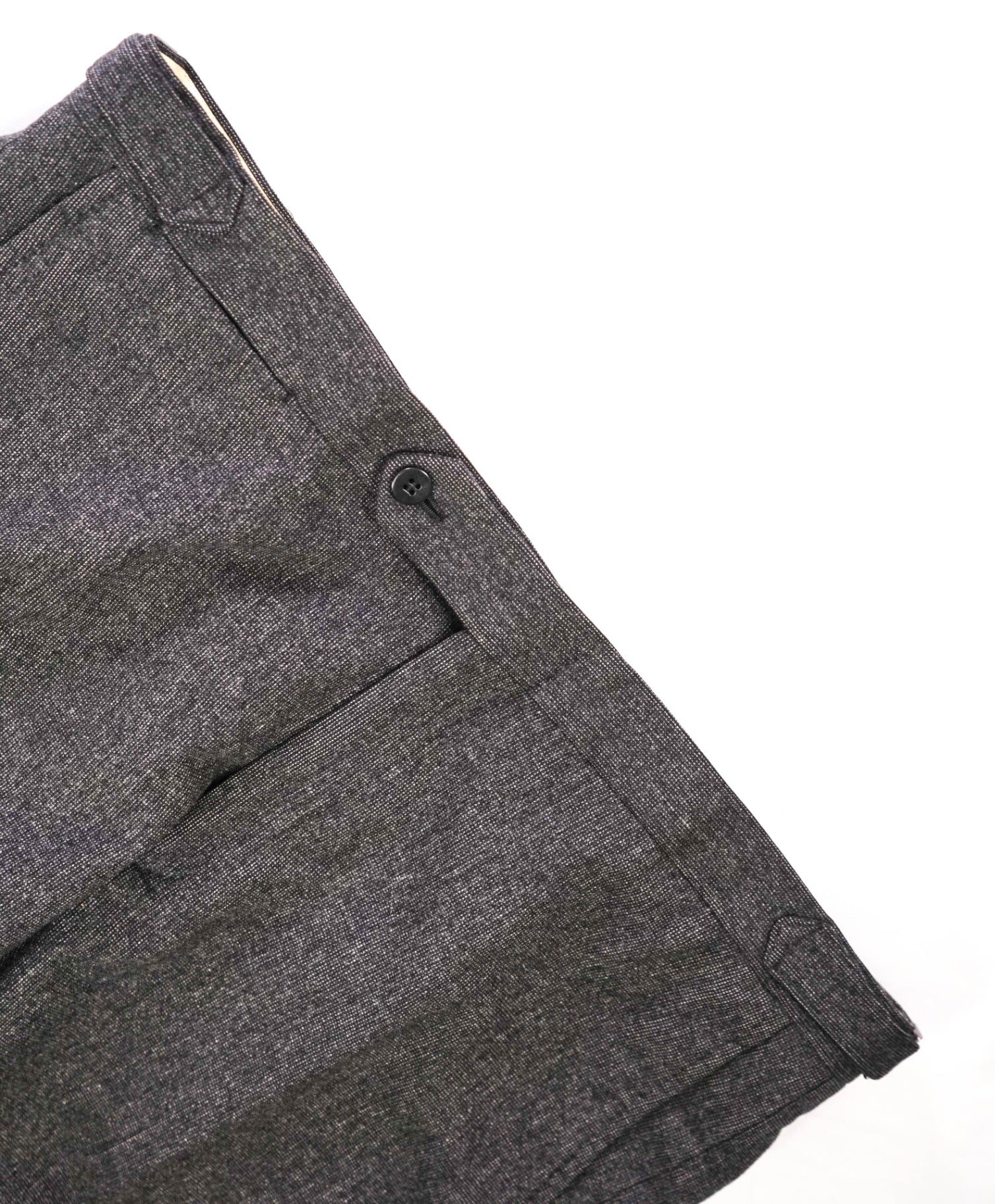 $1,250 ISAIA - Charcoal Heathered 130's Wool Side Tab Pants - 36W