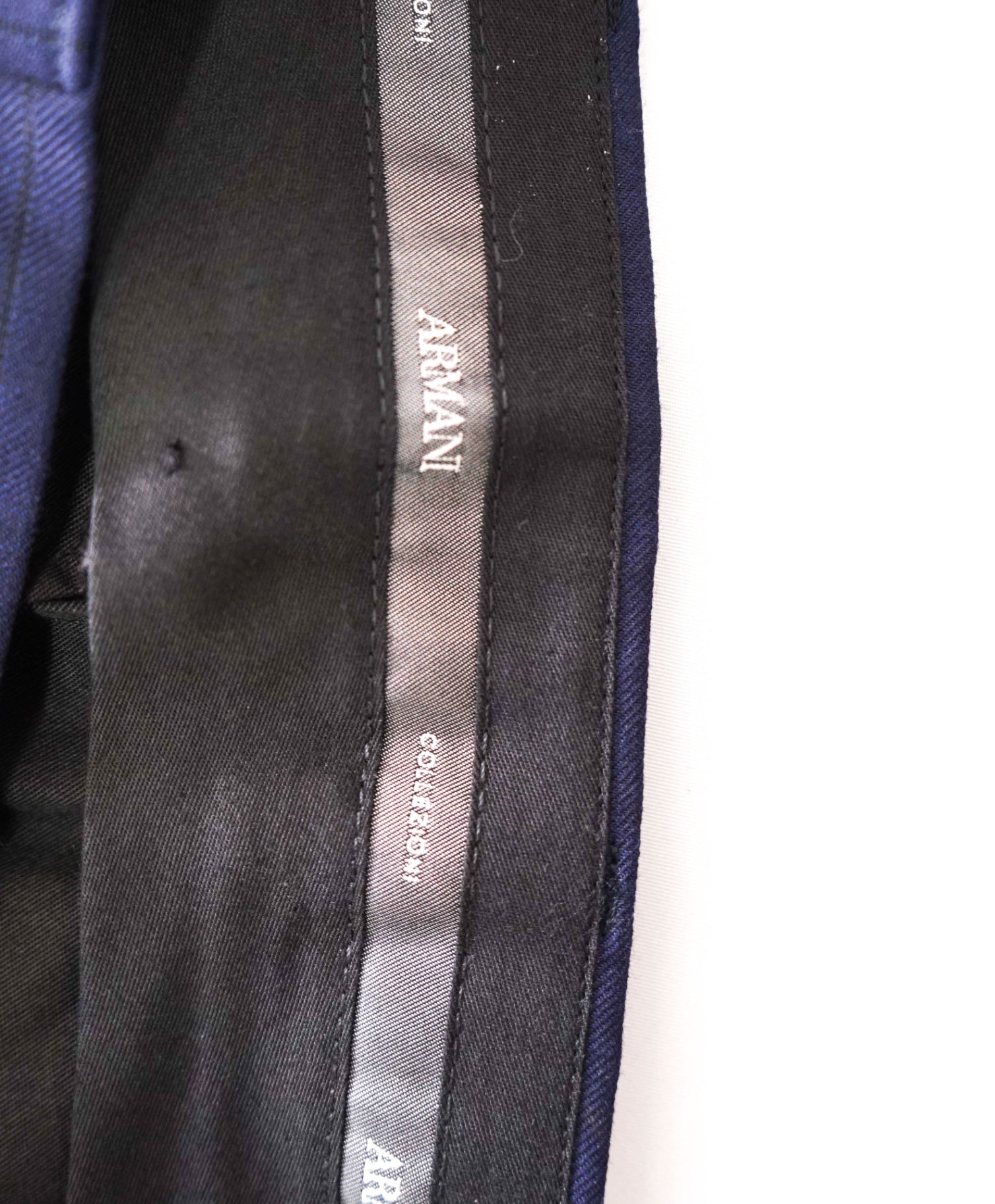$495 ARMANI COLLEZIONI - Navy Tonal Blue Stripe Wool Pants - 36W
